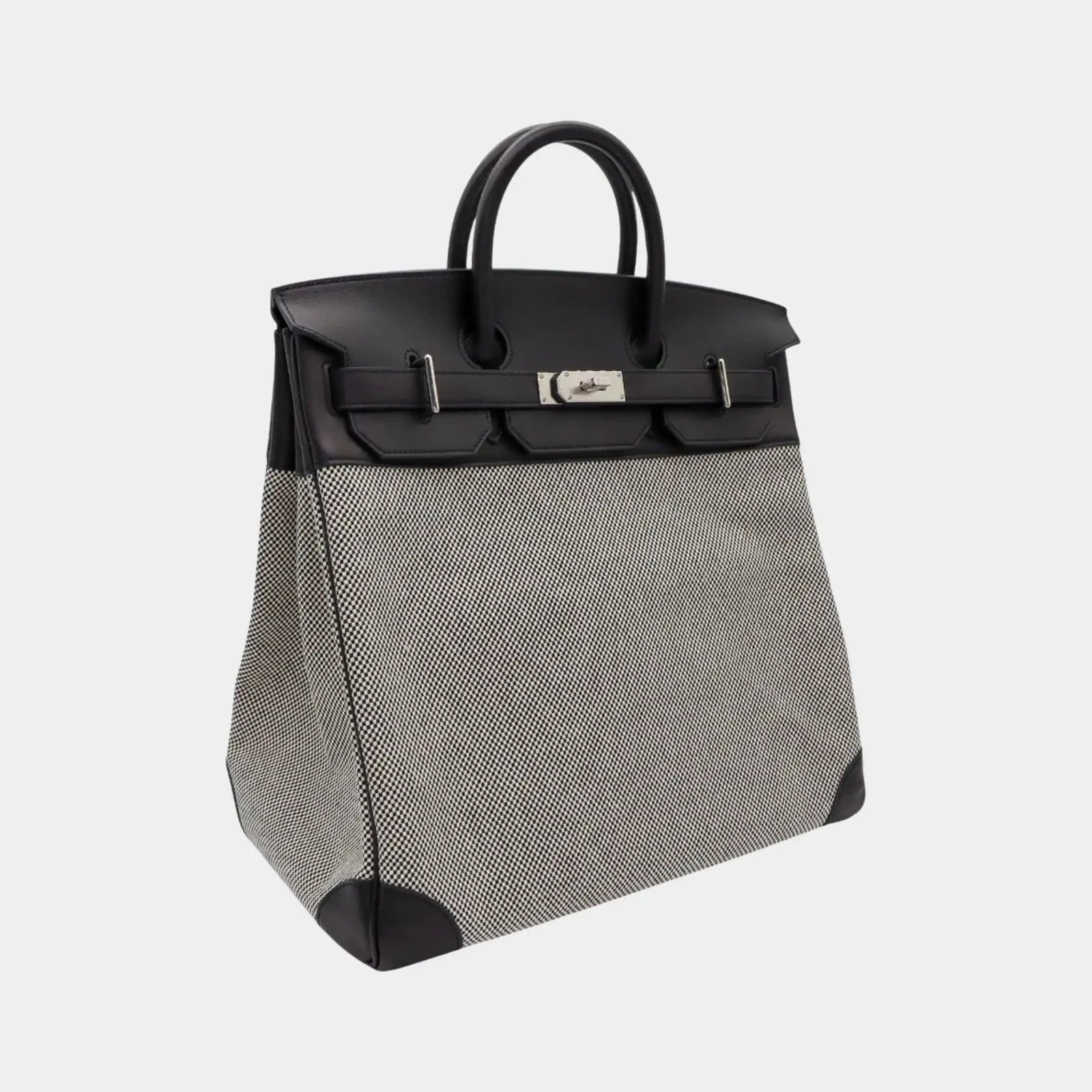 Hermès Hac 40 Swift Toile H Canvas Black PHW