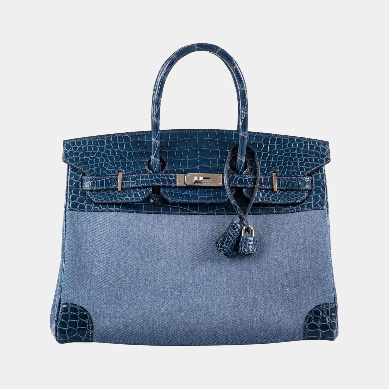 Hermès Birkin 35 Porosus Crocodile & Denim Blue Roi PHW