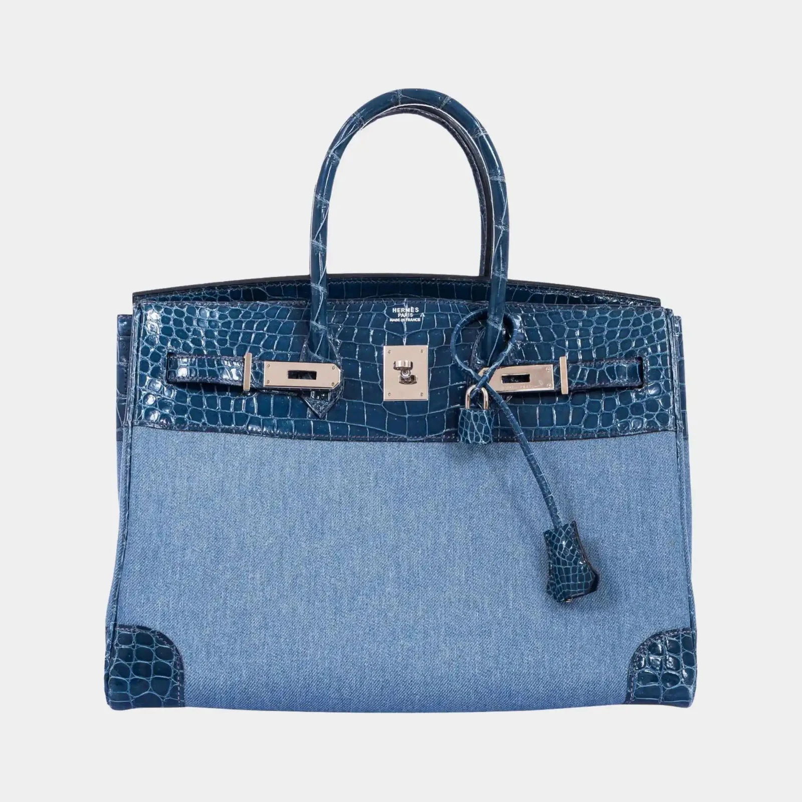 Hermès Birkin 35 Porosus Crocodile & Denim Blue Roi PHW