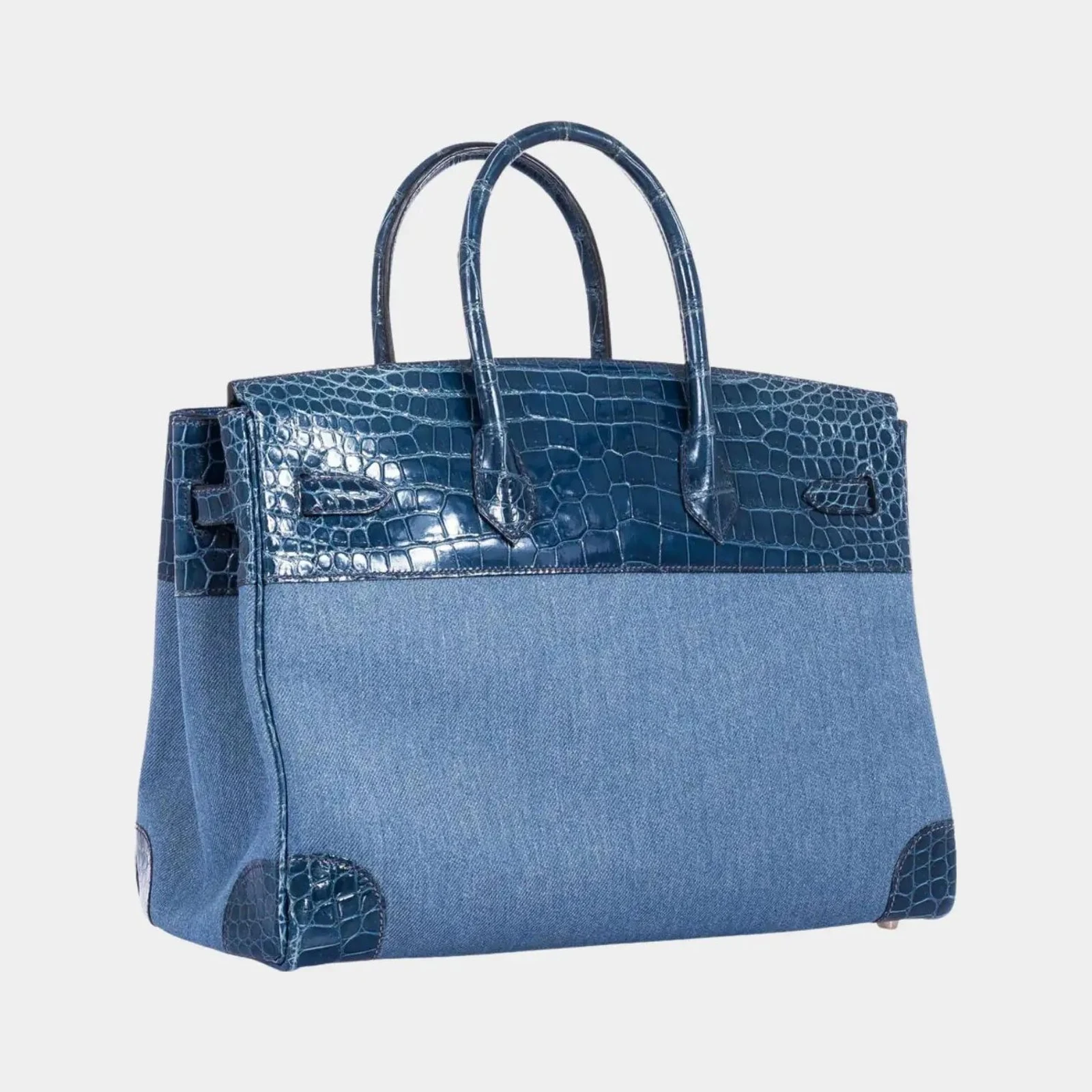 Hermès Birkin 35 Porosus Crocodile & Denim Blue Roi PHW