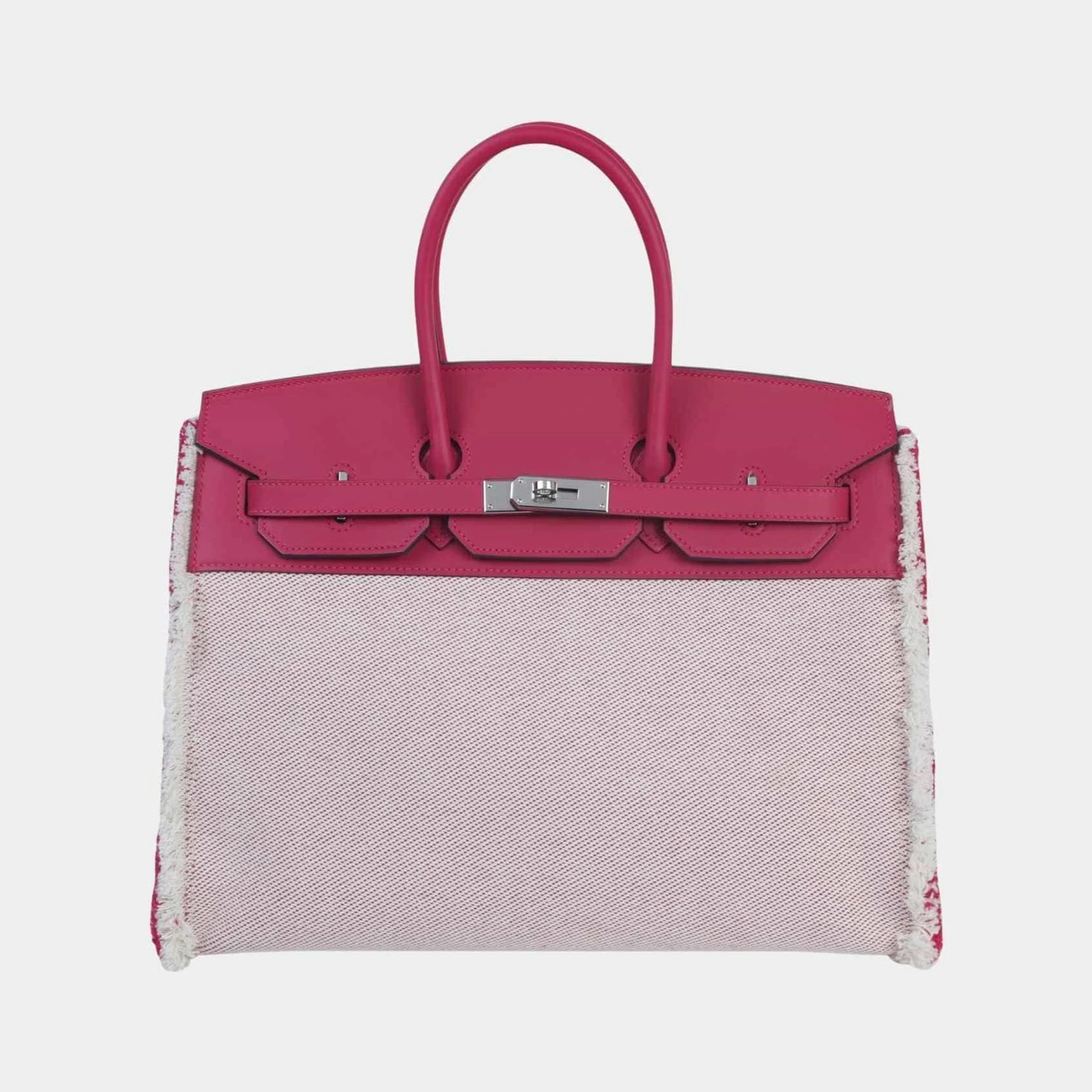 Hermès Birkin 35 Fray Fray Toile H Canvas-Swift Framboise PHW