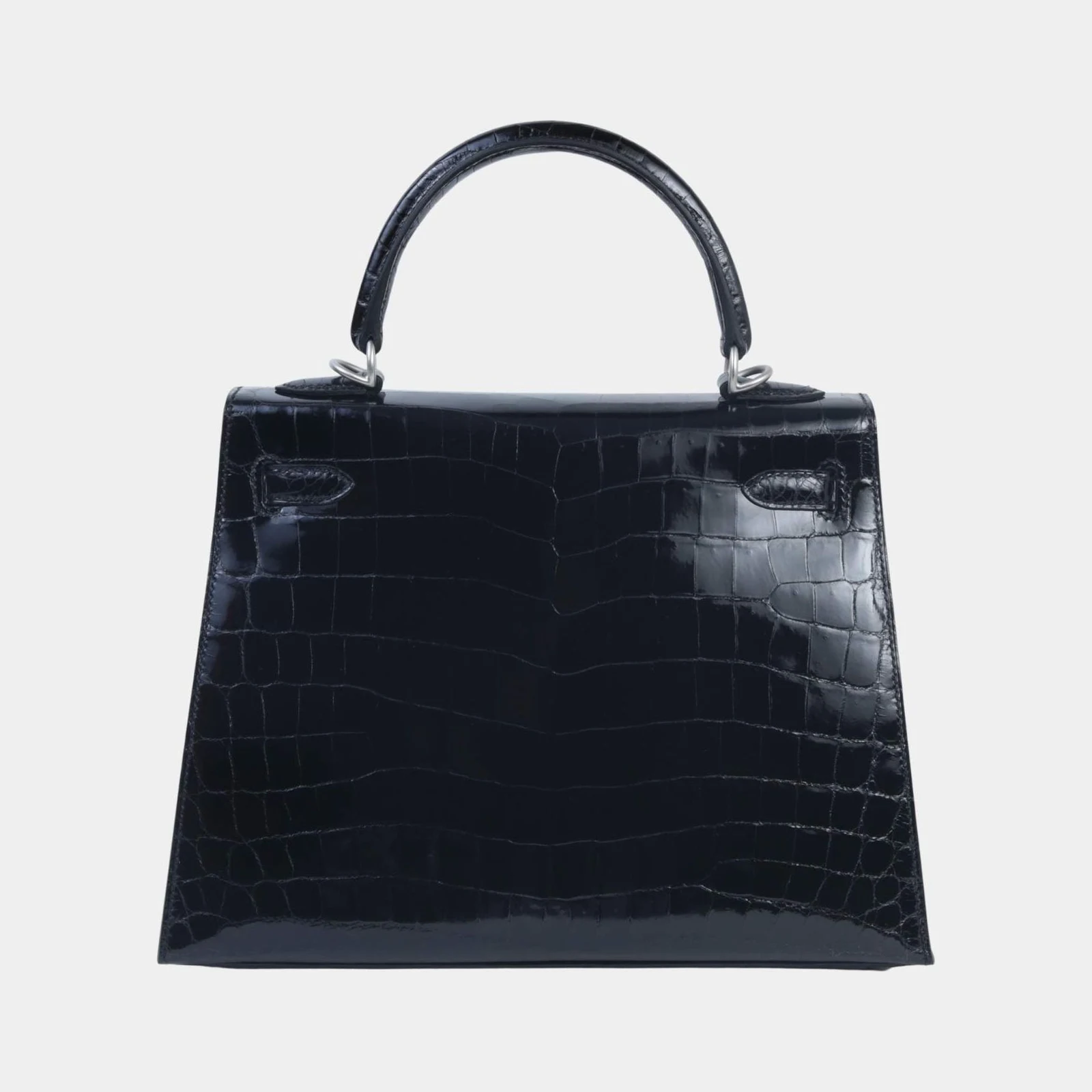 Hermès Kelly 25 Shiny Niloticus Crocodile Sellier Black PHW