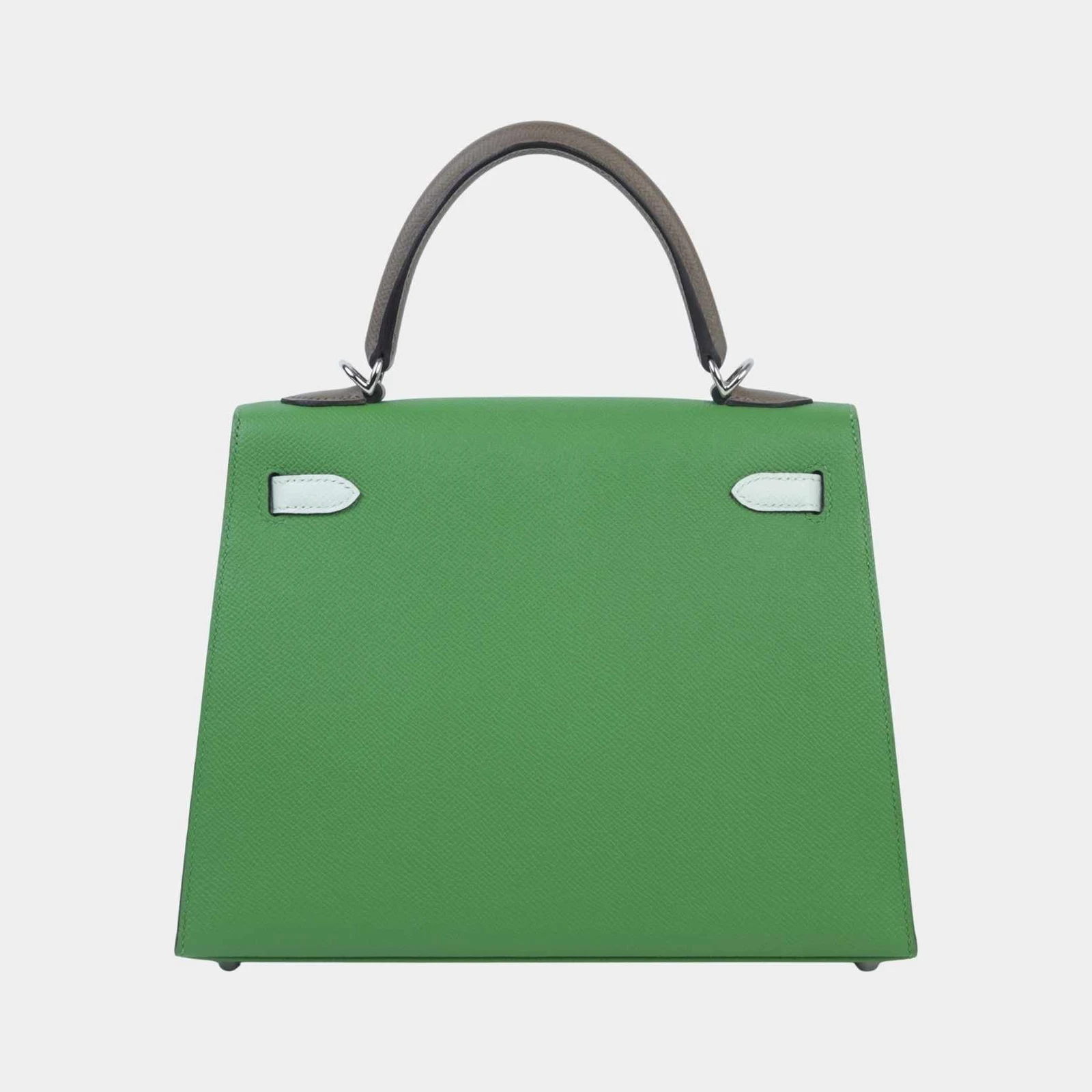Hermès Kelly 25 Epsom Sellier Etoupe/Vert Fizz/Vert Yucca PHW
