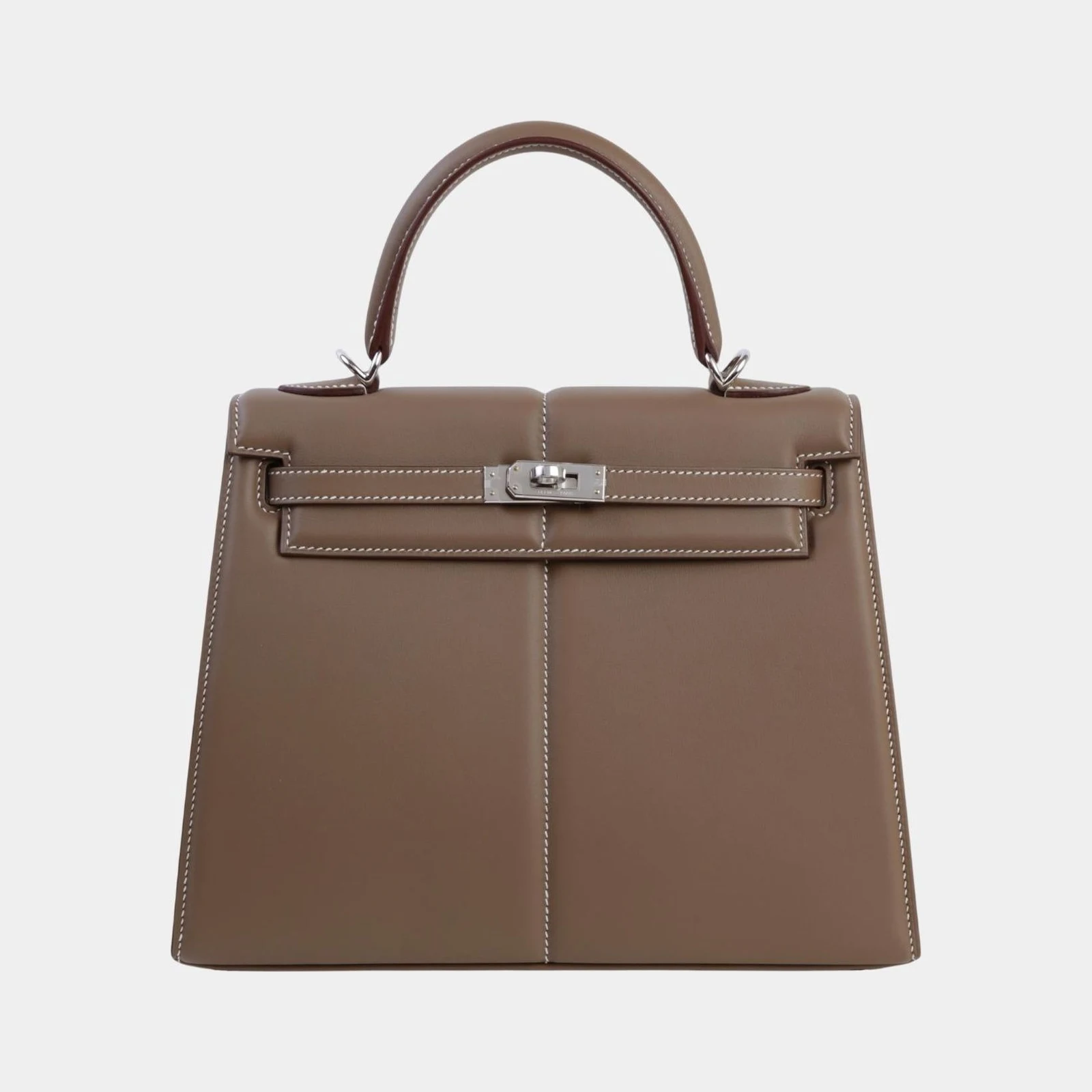 Hermès Kelly 25 Swift Padded Sellier Etoupe PHW