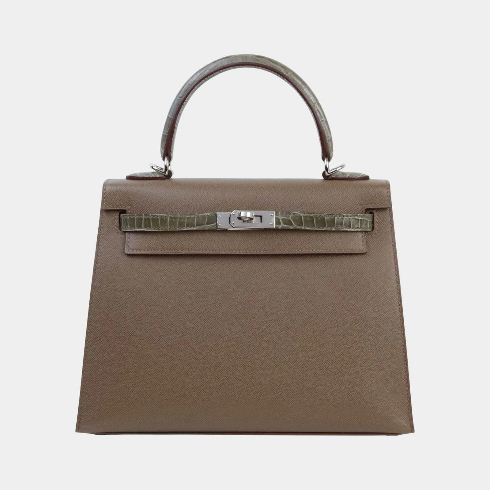 Hermès Kelly 25 Touch Madame-Shiny Niloticus Crocodile Etoupe PHW