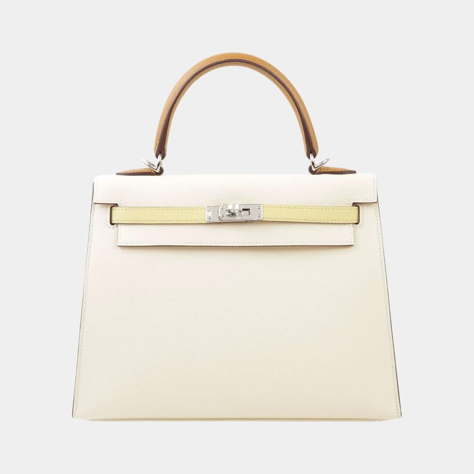 Hermès Kelly 25 Epsom Sellier Jaune Poussin/Sesame/Nata PHW