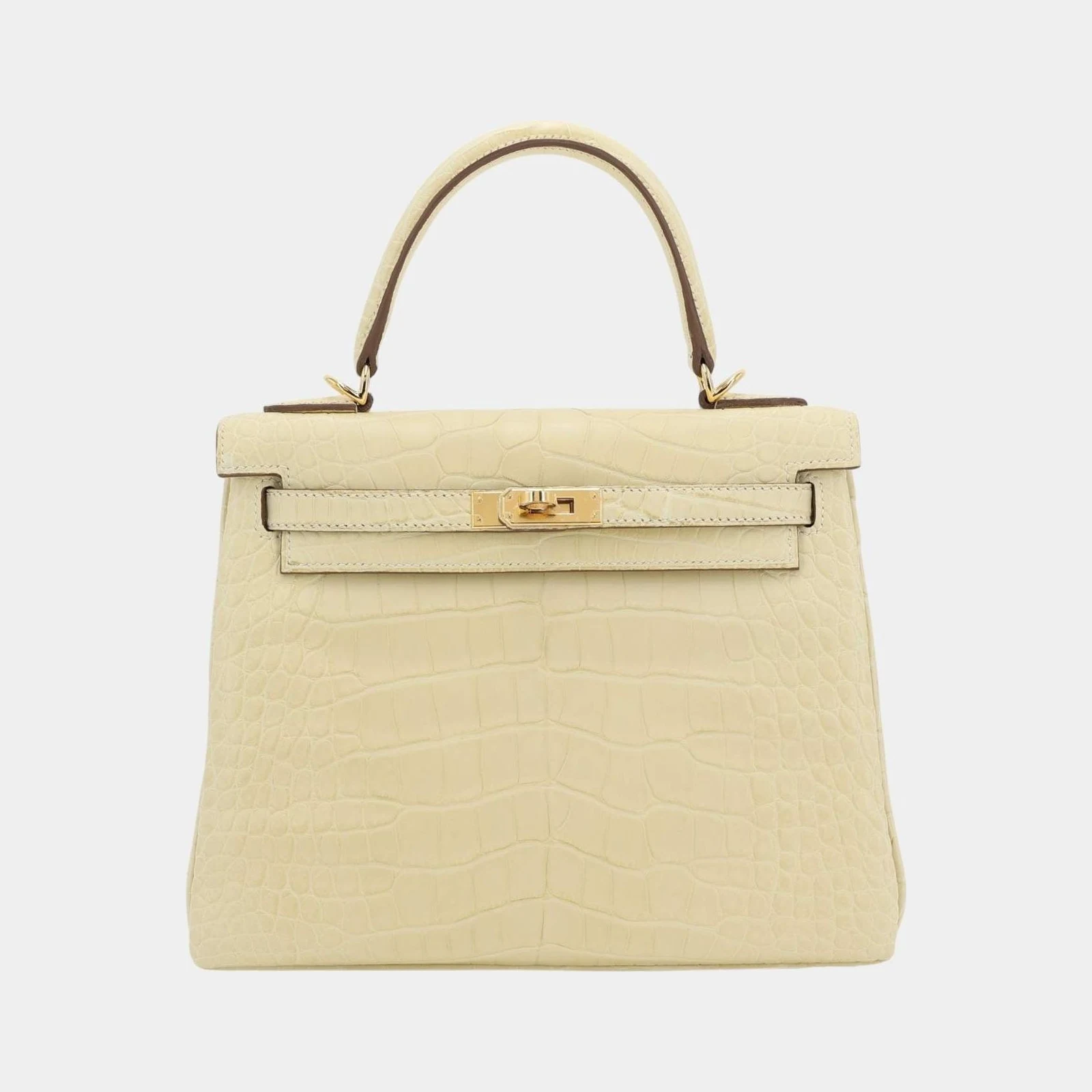 Hermès Kelly 25 Alligator Vanille GHW