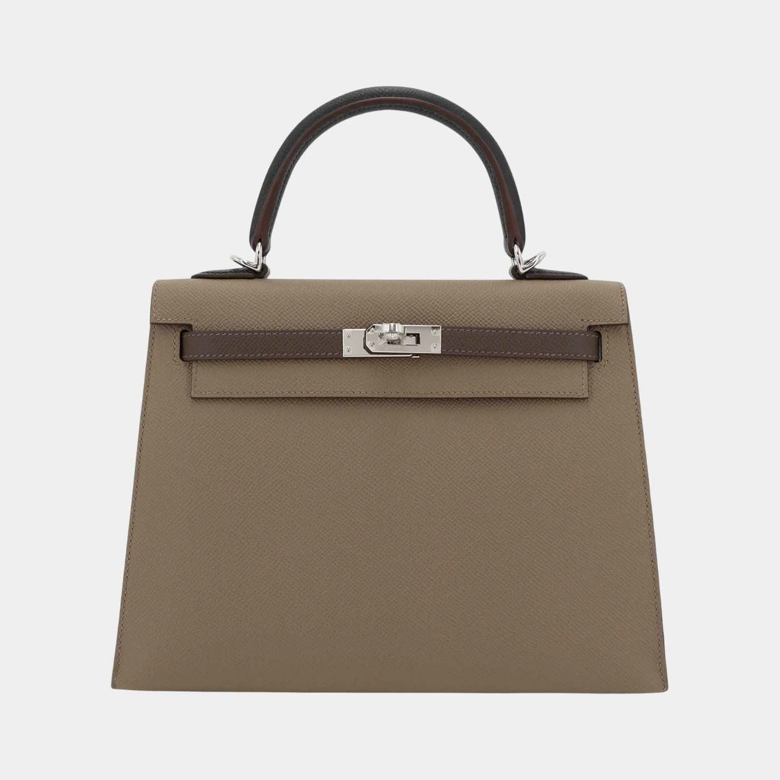 Hermès Kelly 25 Epsom Sellier Etoupe/Ecorce/Black PHW