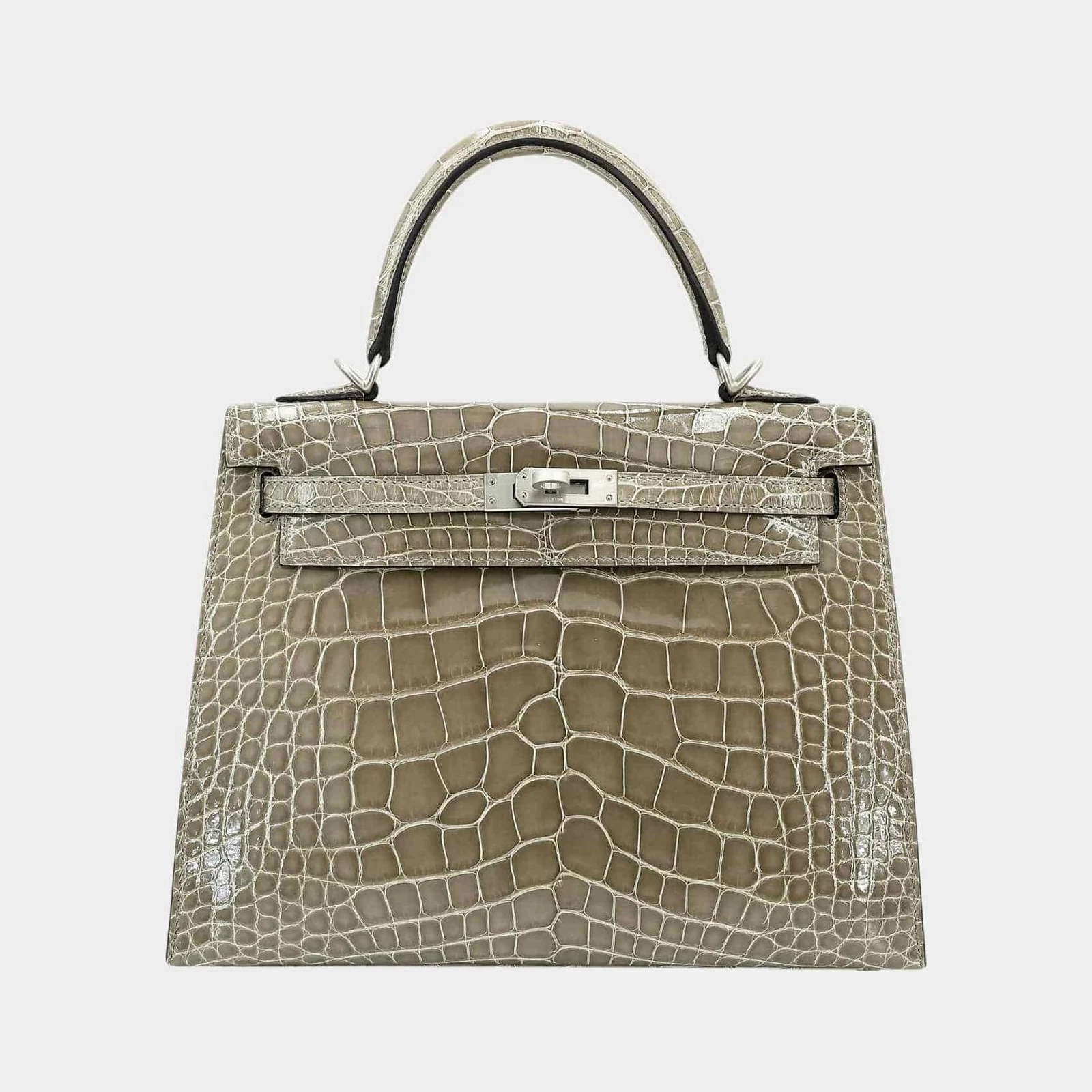 Hermès Kelly 25 HSS Sellier Alligator Gris Tourterelle PHW