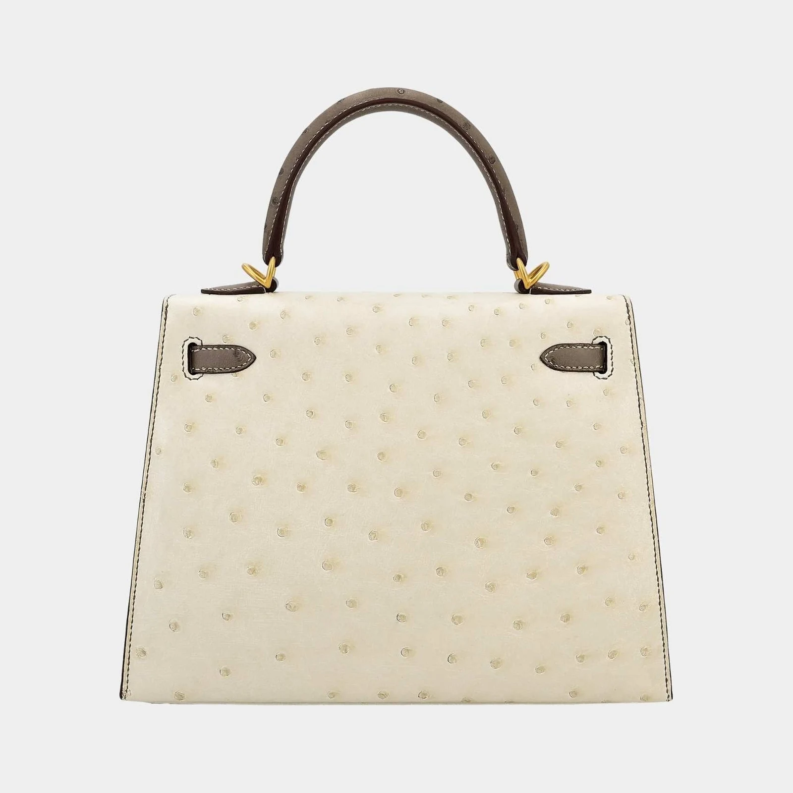 Hermès Kelly 25 HSS Sellier Ostrich Nata/Etoupe GHW