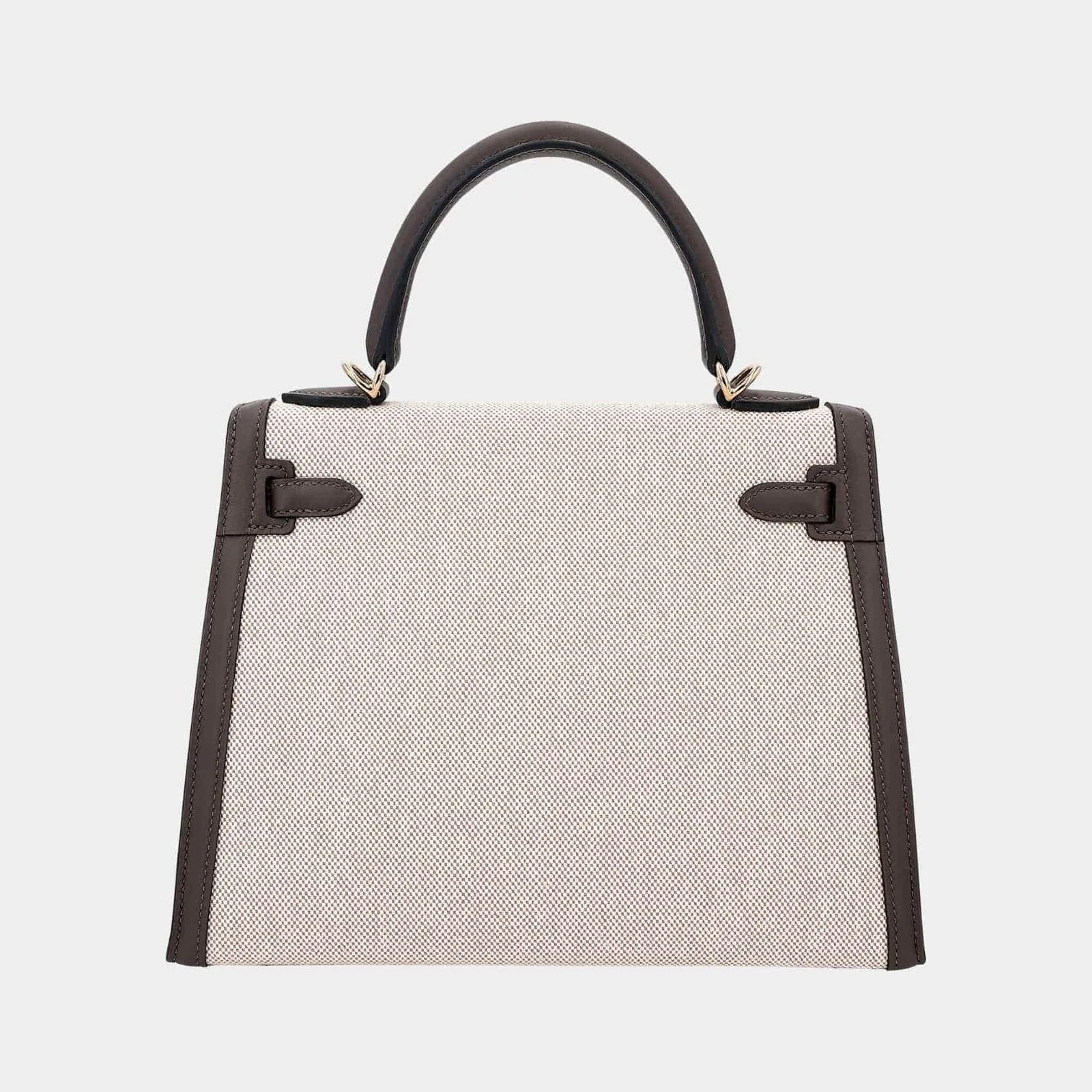 Hermès Kelly 25 Sellier Swift-Canvas Beige/Ecorce PBHW