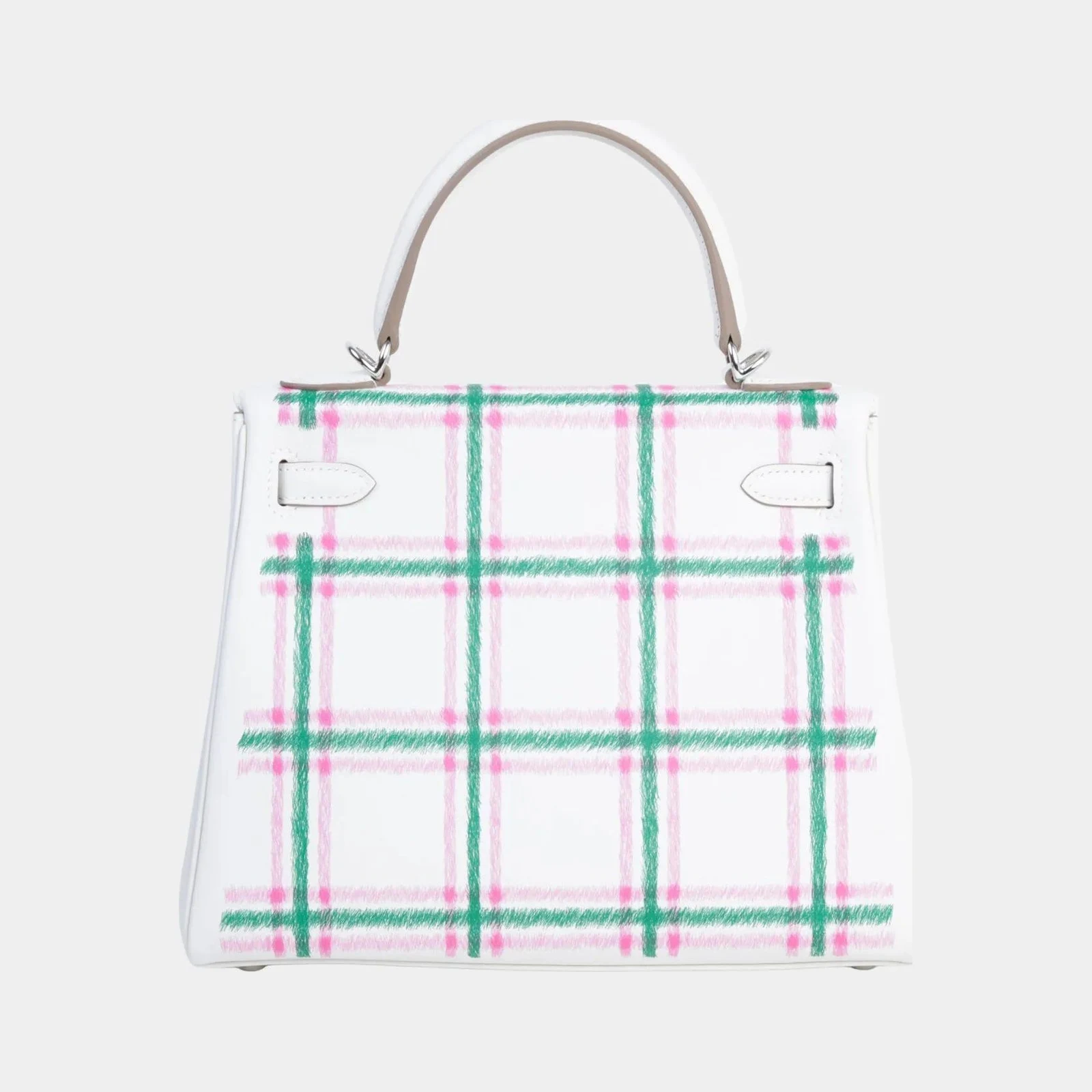 Hermès Kelly 25 Swift Gris Pale/Vert Moyen/Rose Bubblegum PHW