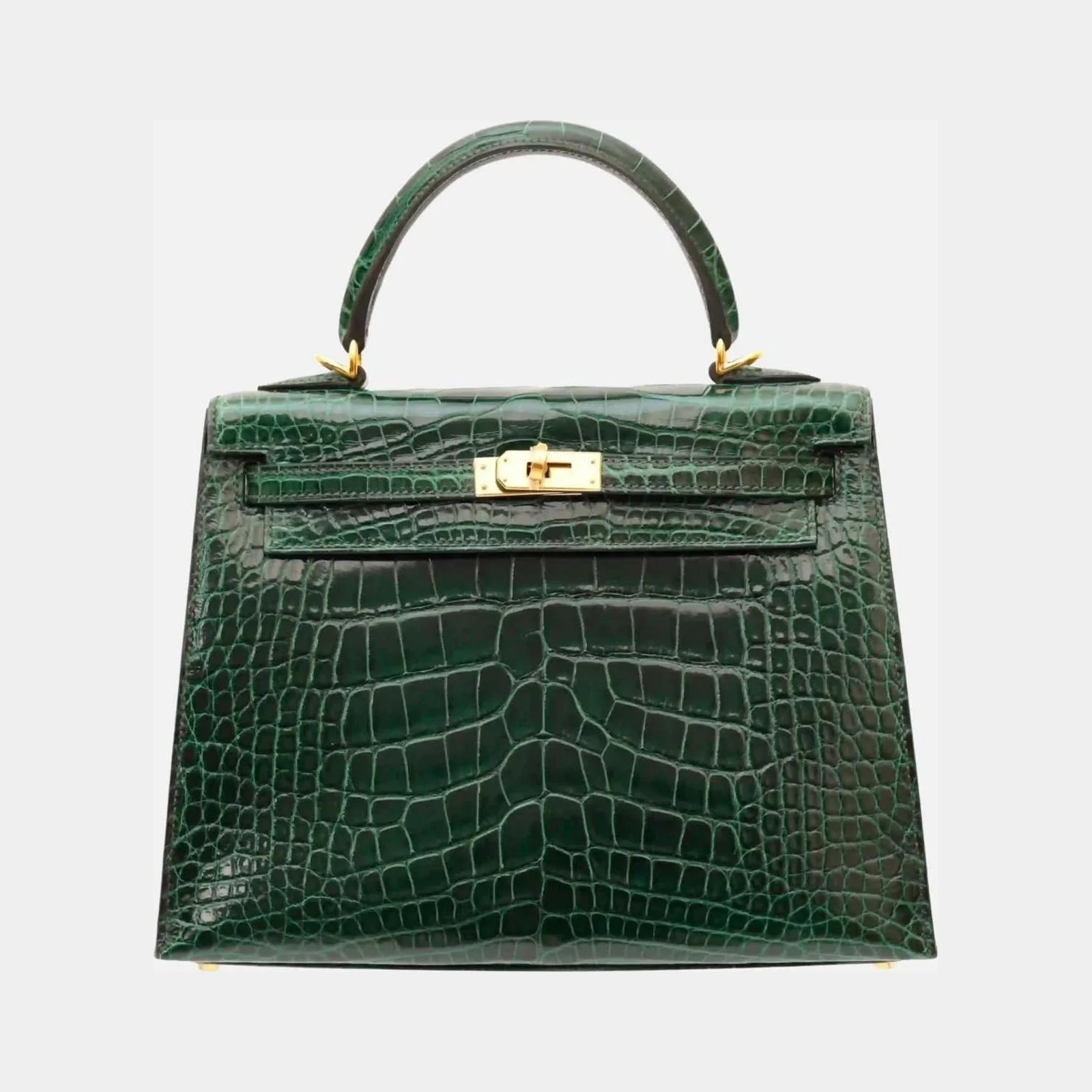 Hermès Kelly 25 Vert Fonce Shiny Alligator GHW