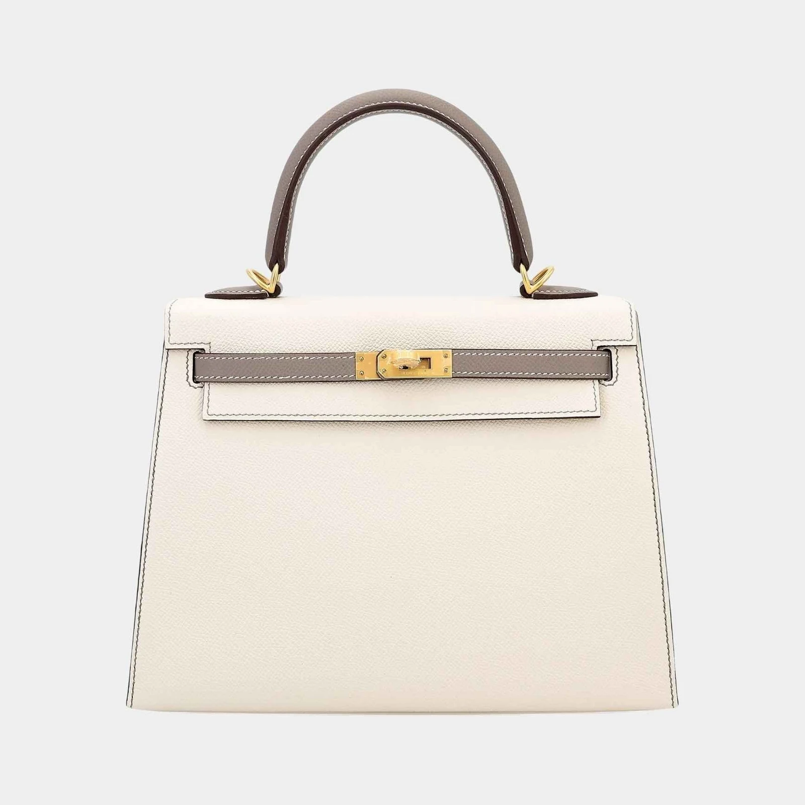 Hermès Kelly 25 HSS Epsom Sellier Craie/Gris Asphalte GHW