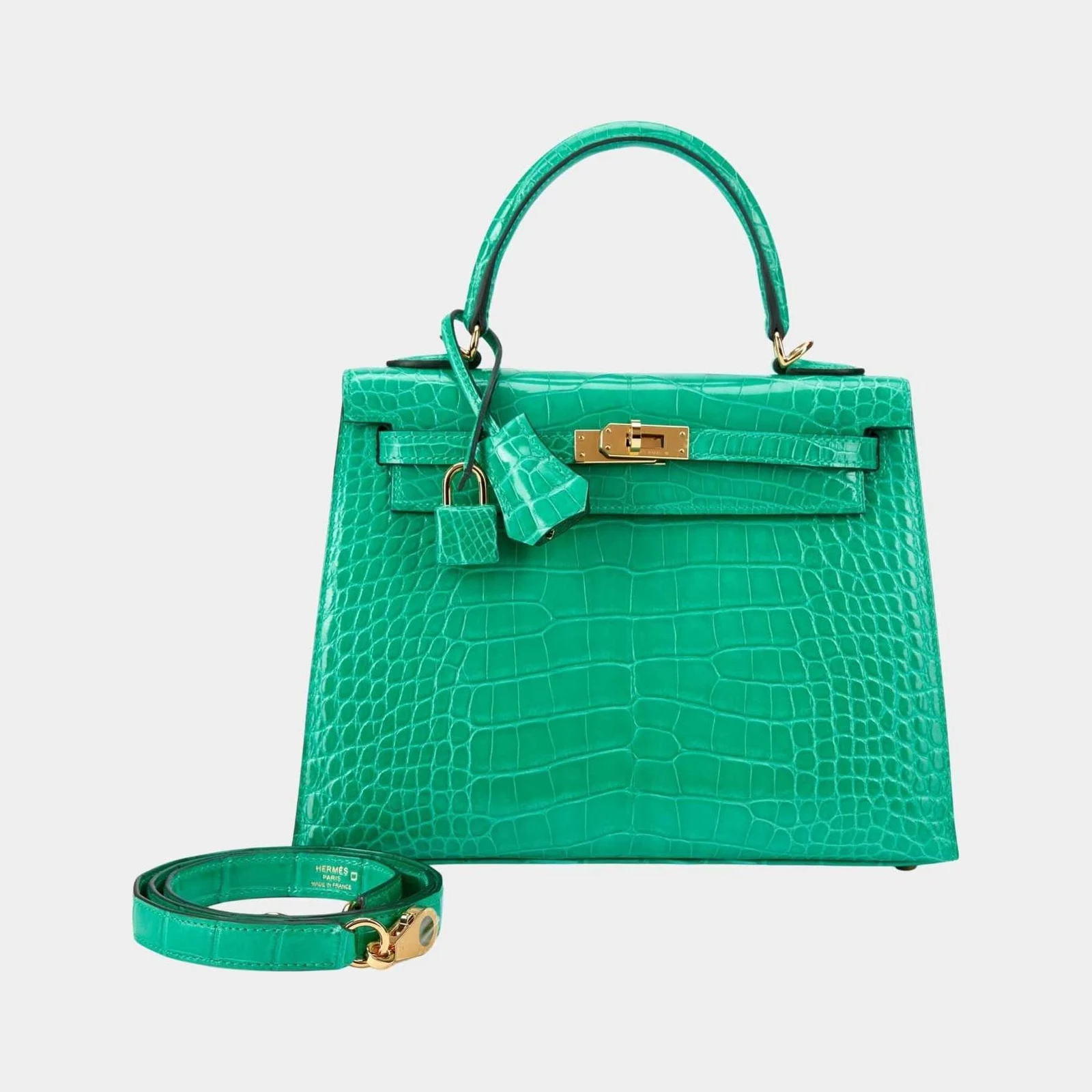 Hermès Kelly 25 Sellier Alligator Vert Jade GHW