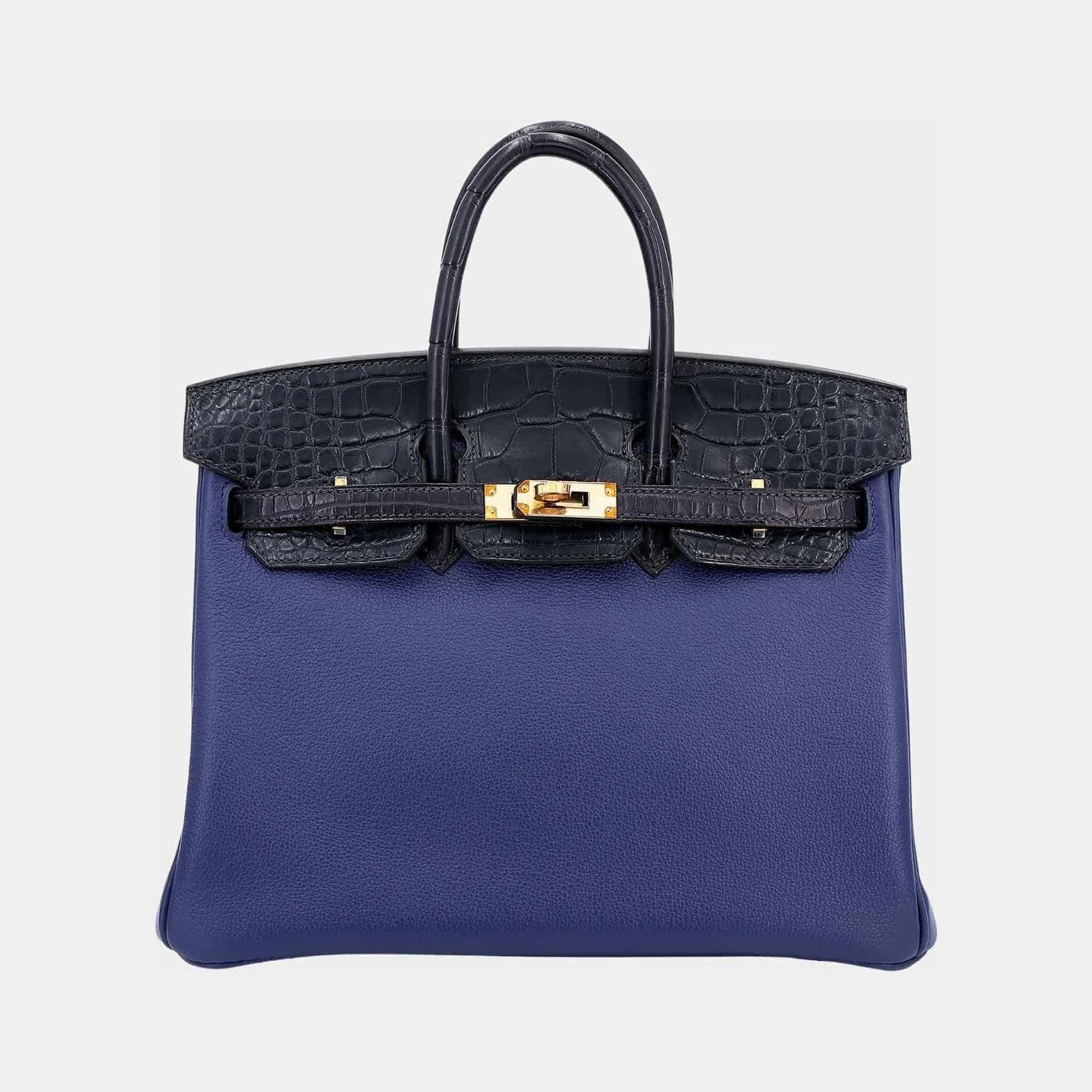 Hermès Birkin 25 Matte Alligator-Taurillion Novillo Bleu Saphir/Blue Marine GHW