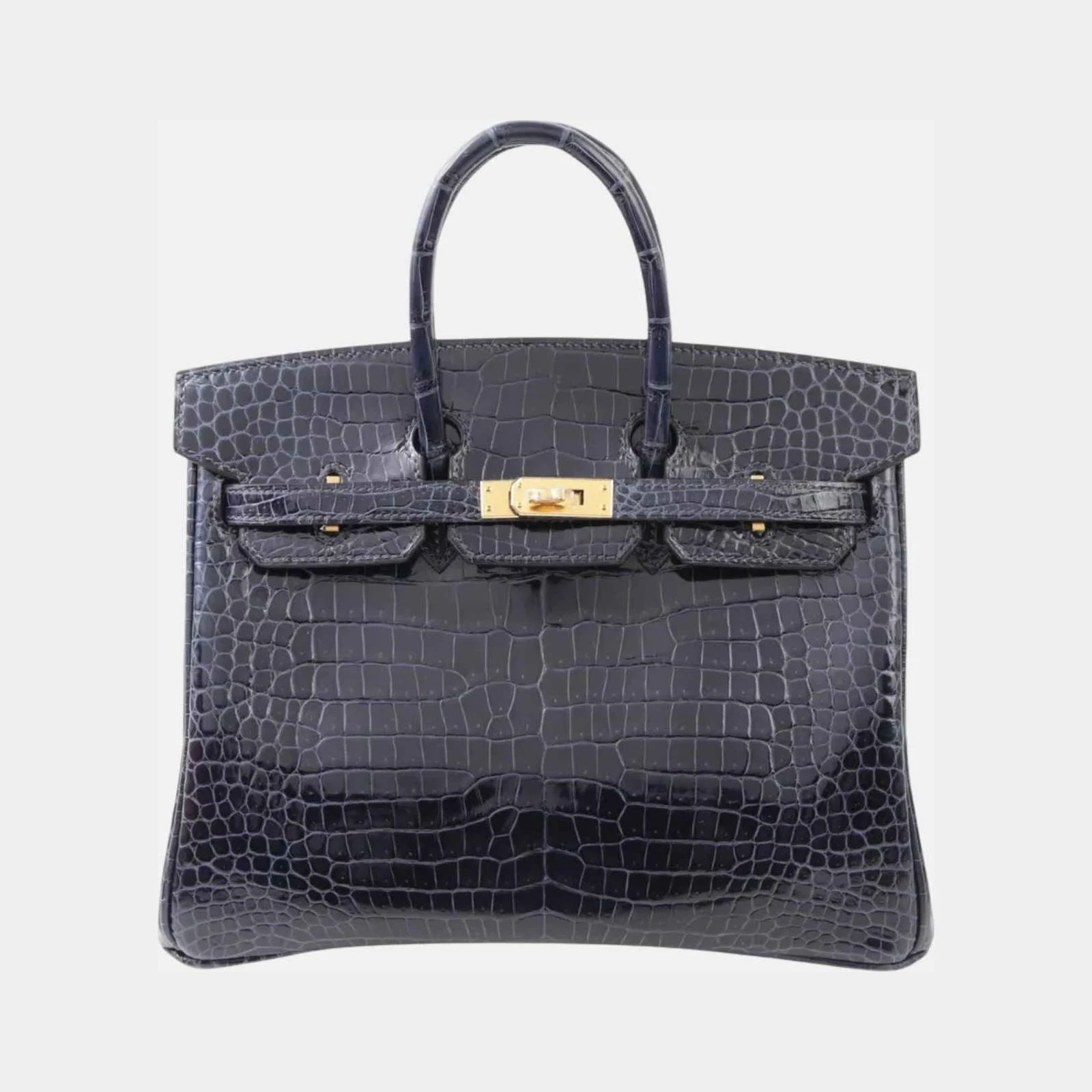 Hermès Birkin 25 Shiny Porosus Crocodile Bleu Baltique GHW