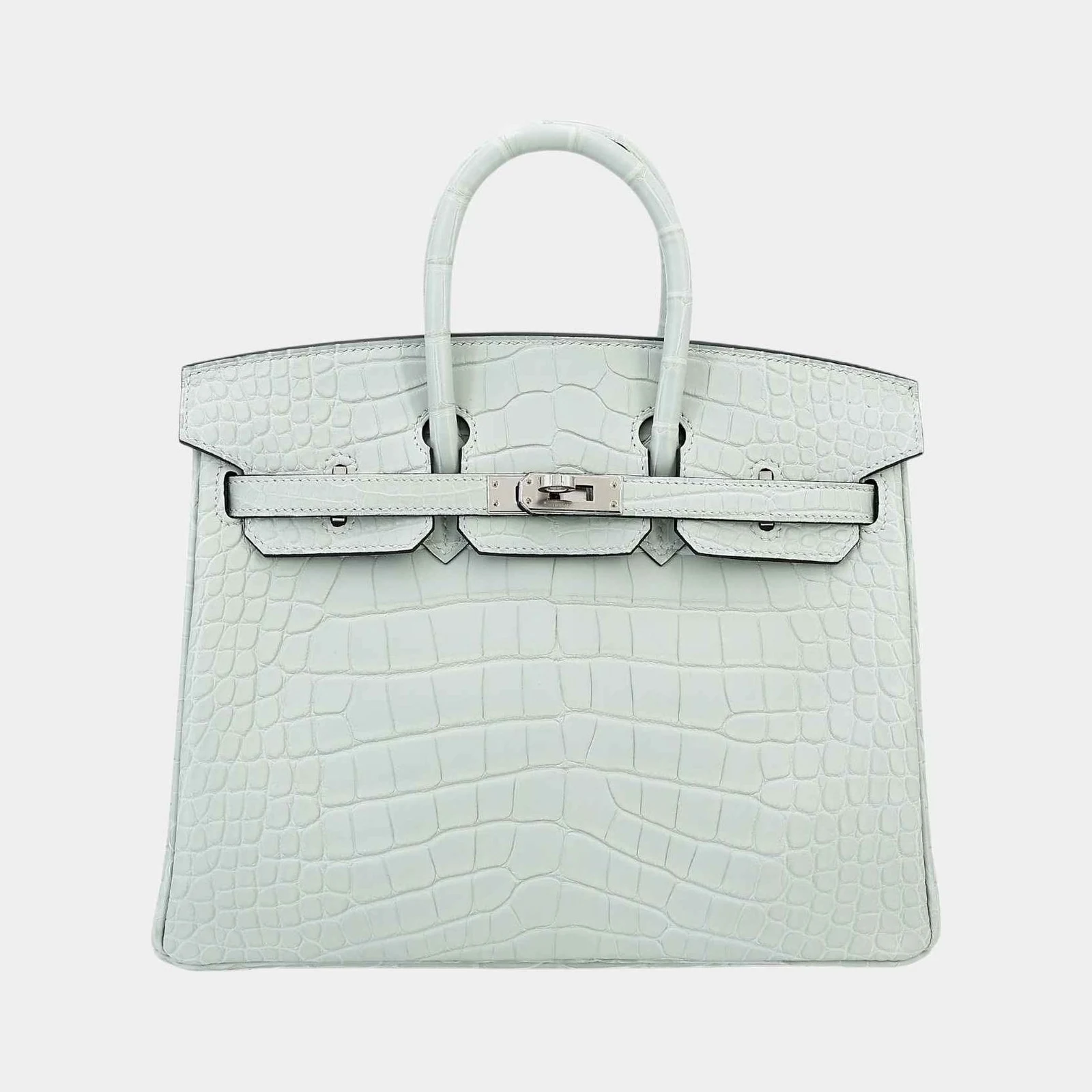 Hermès Birkin 25 Matte Alligator Gris Neve PHW