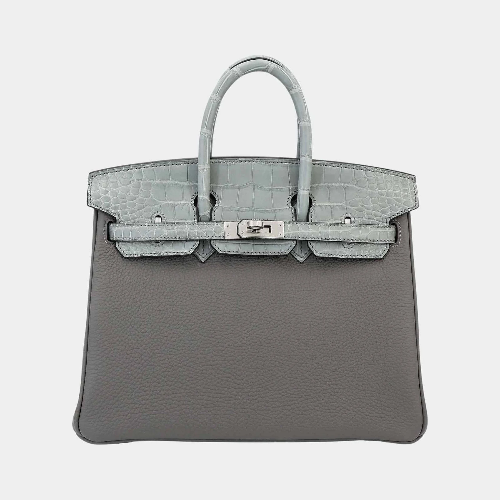 Hermès Birkin 25 Touch Togo-Matte Alligator Gris Meyer/Gris Ciment PHW