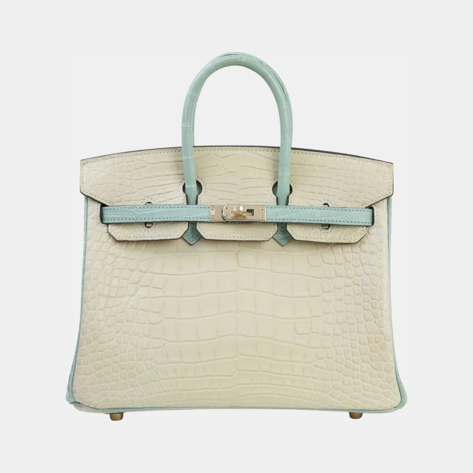 Hermès Birkin 25 HSS Matte Alligator Vanille/Vert d’Eau PBHW