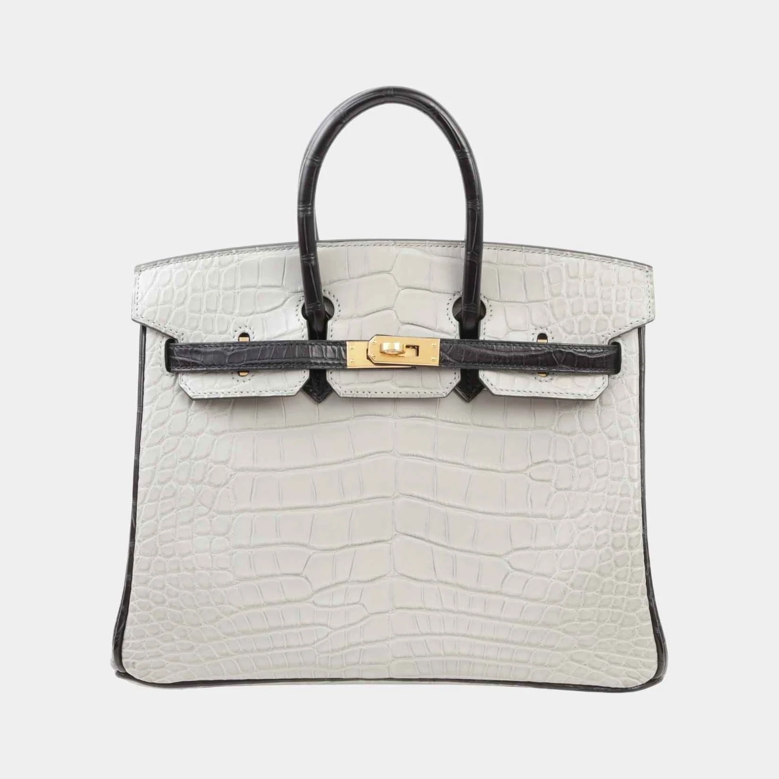 Hermès Birkin 25 HSS Matte Alligator Gris Perle/Black GHW