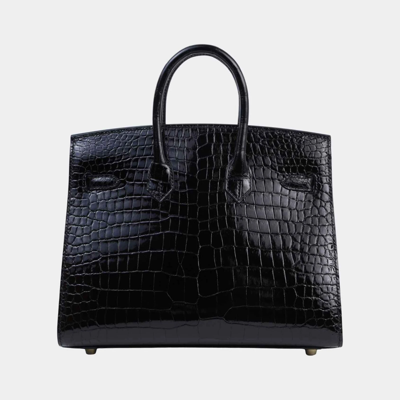 Hermès Birkin 25 Sellier Shiny Porosus Crocodile Black GHW