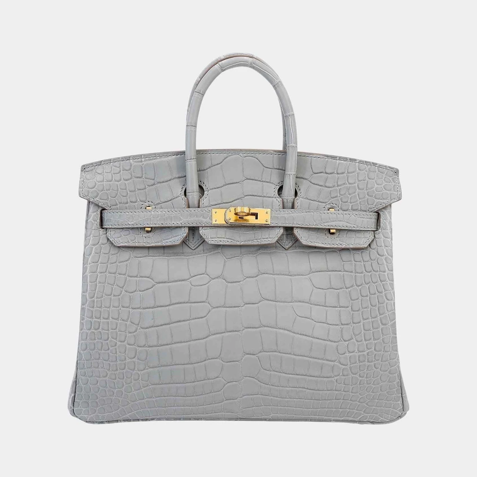Hermès Birkin 25 Matte Alligator Gris Perle GHW