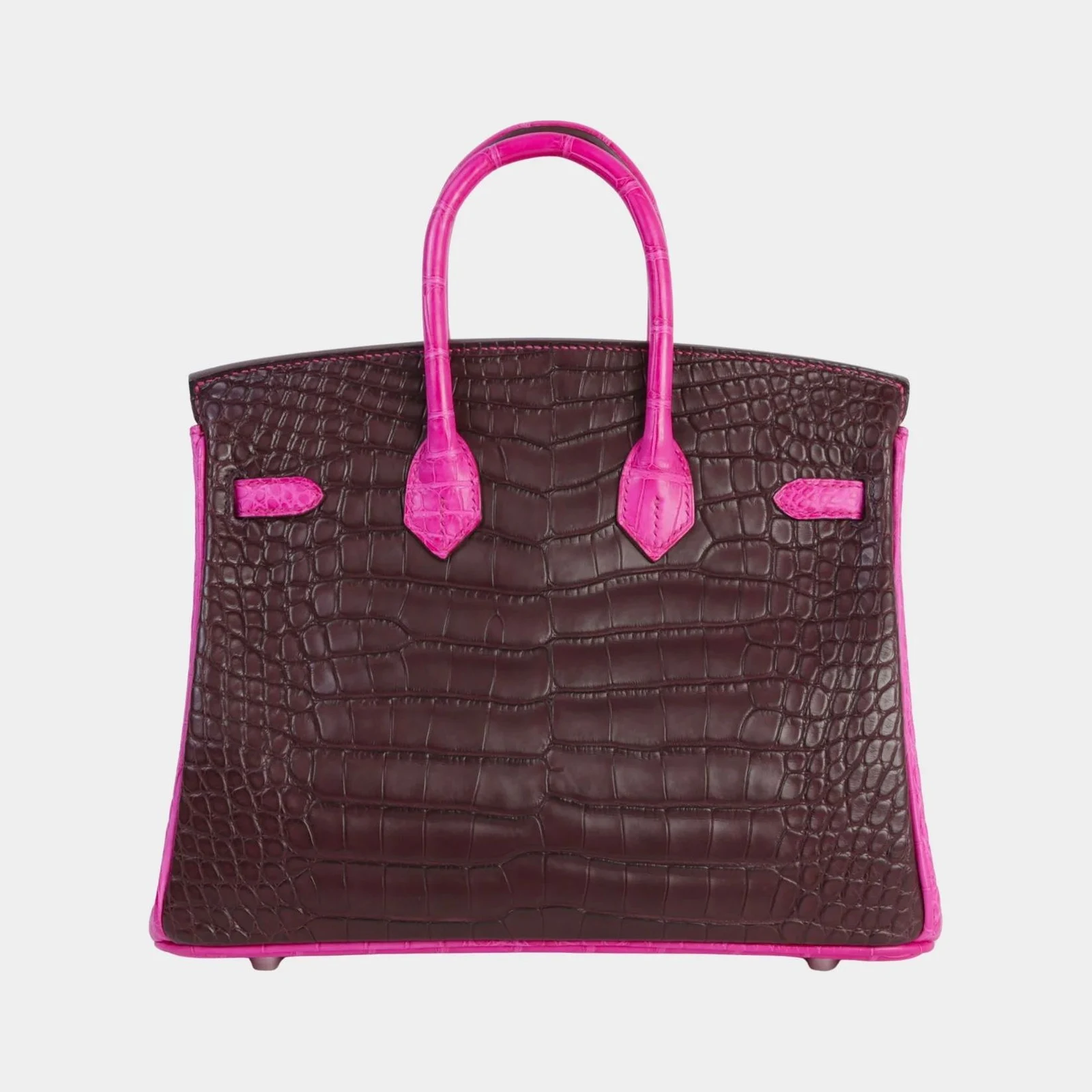 Hermès Birkin 25 Matte Alligator Rouge Sellier/Rose Shocking PHW