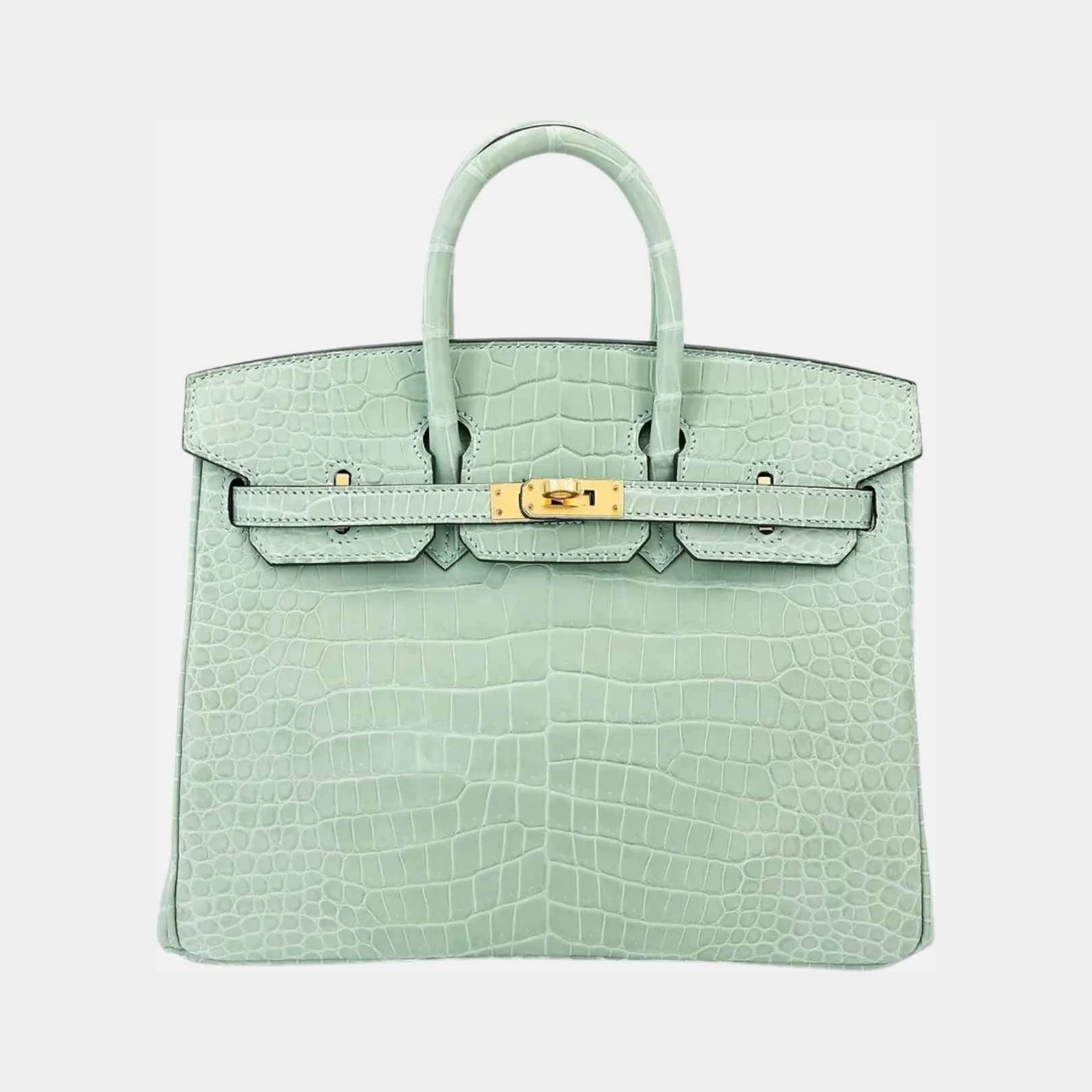 Hermès Birkin 25 Matte Porosus Crocodile Vert d’Eau GHW