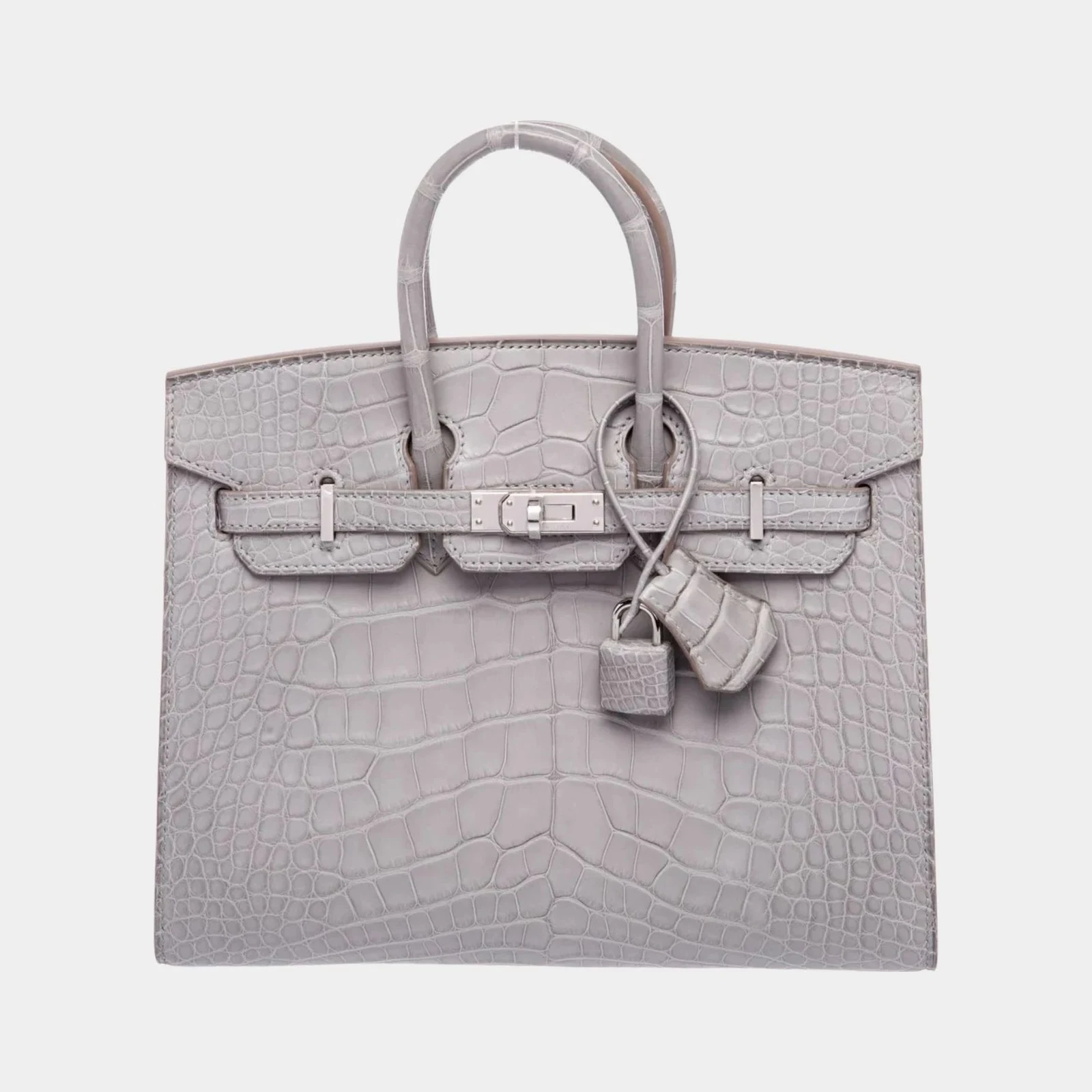 Hermès Birkin 25 Gris Perle Sellier Matte Alligator PHW