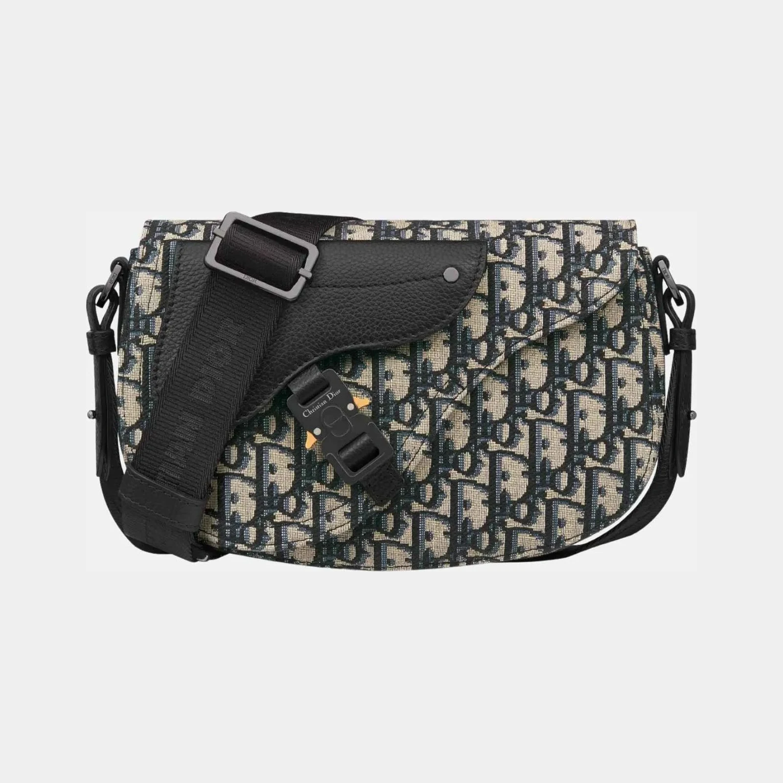 Dior Saddle Messenger Bag In Oblique Jacquard And Grained Calfskin