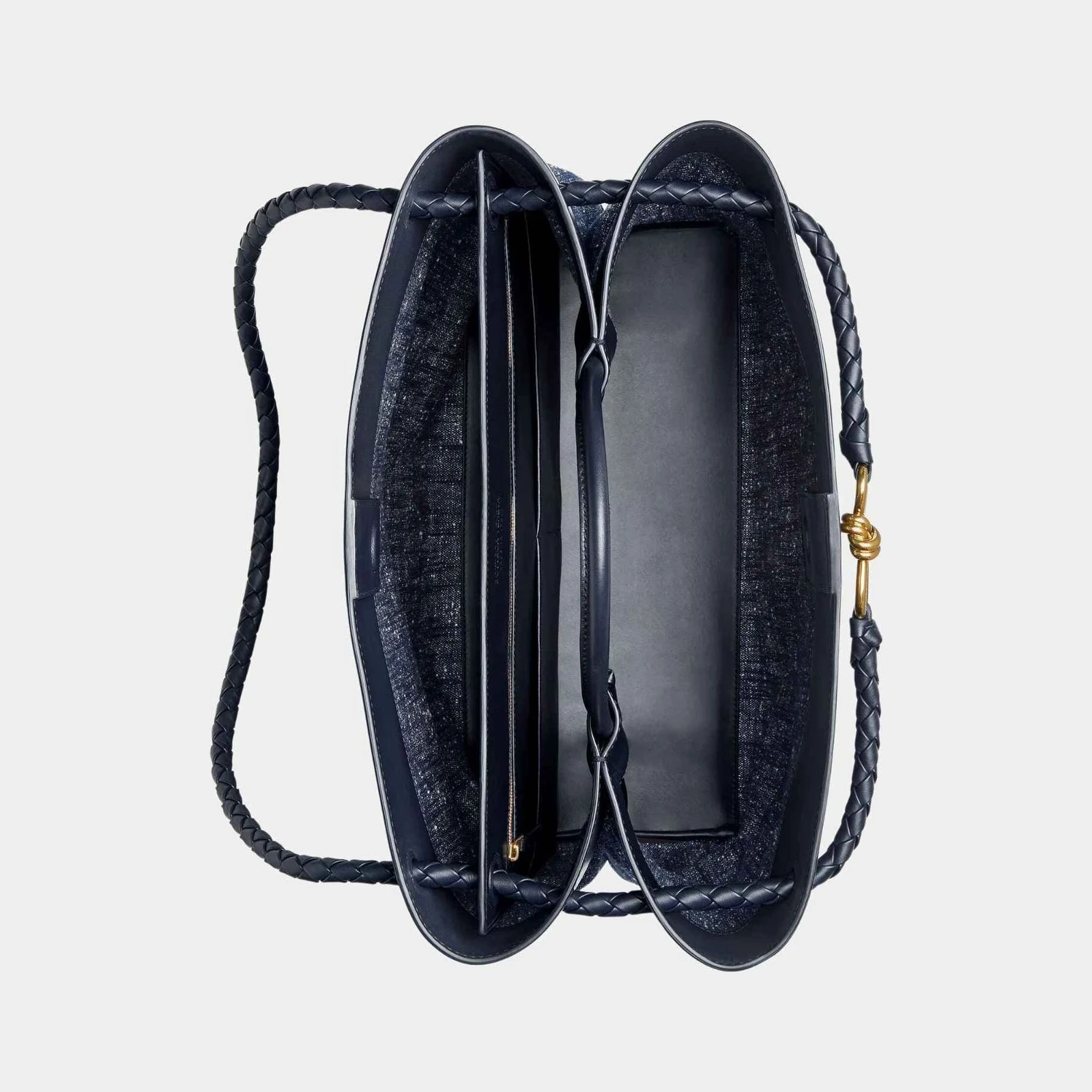 Bottega Veneta Large Andiamo Denim Boucle Calfskin Leather Handbag