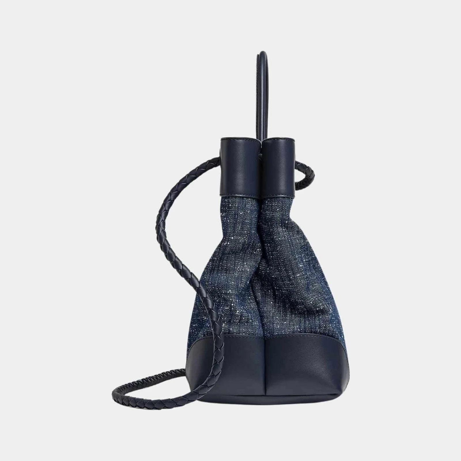 Bottega Veneta Large Andiamo Denim Boucle Calfskin Leather Handbag
