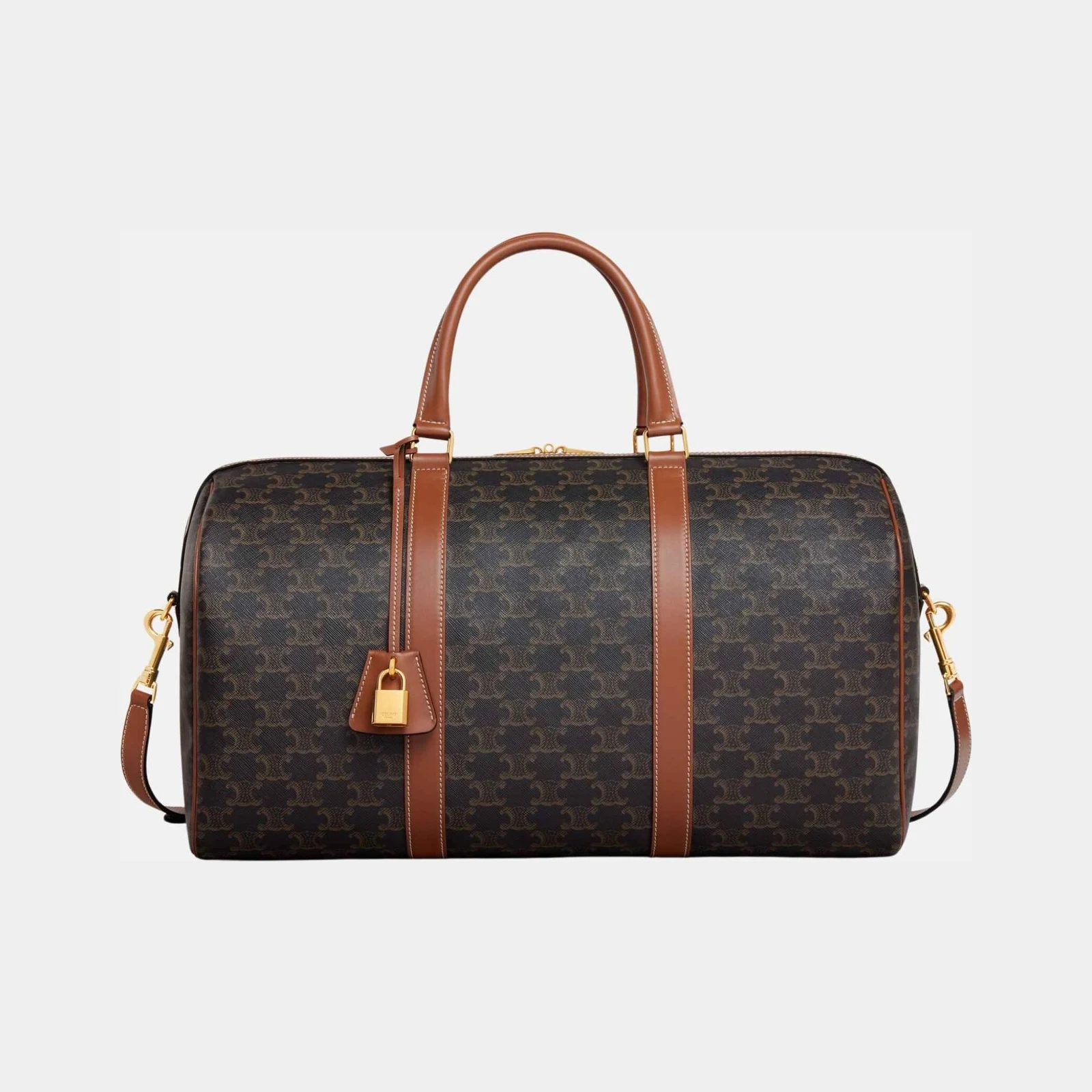 Celine Medium Travel Bag In Triomphe Canvas And Calfskin