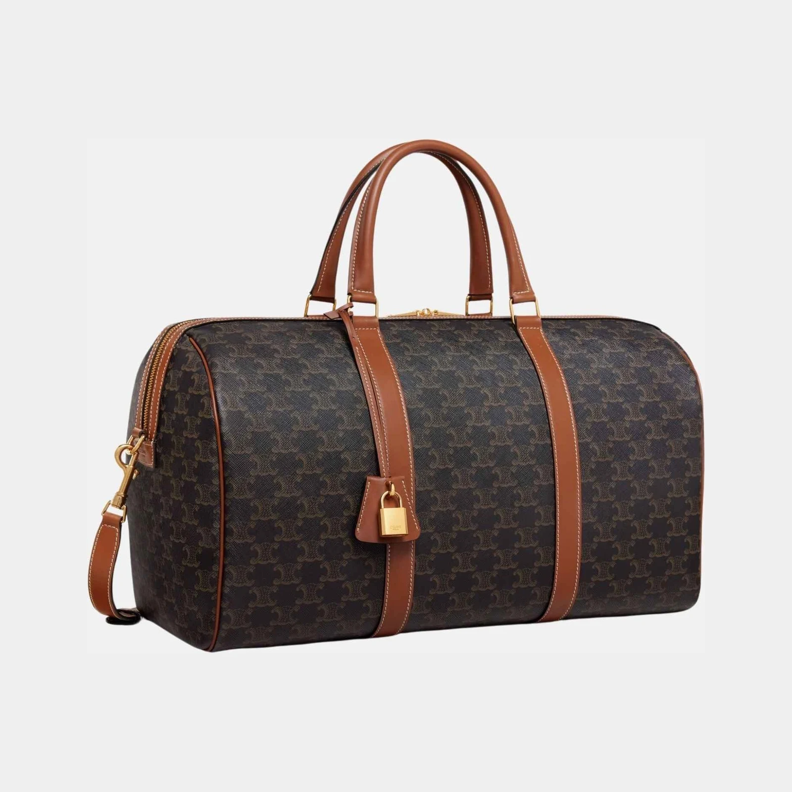 Celine Medium Travel Bag In Triomphe Canvas And Calfskin