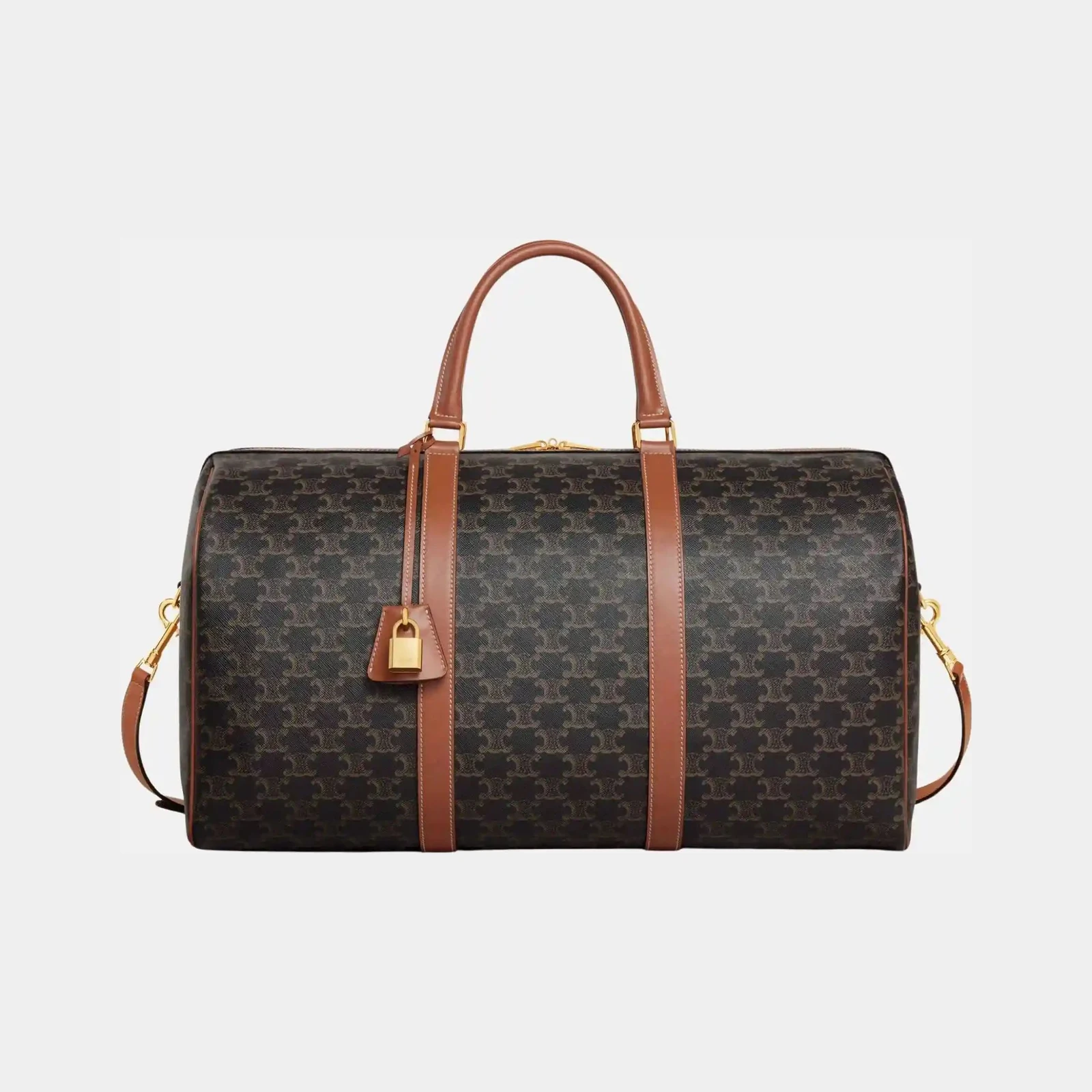 Celine Large Travel Bag In Triomphe Canvas And Calfskin
