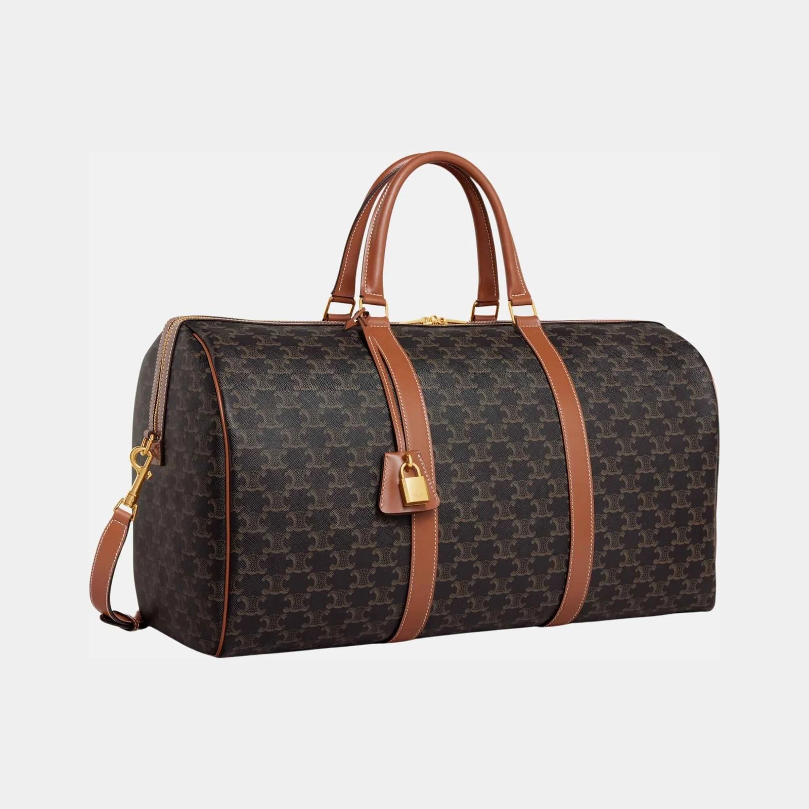 Celine Large Travel Bag In Triomphe Canvas And Calfskin