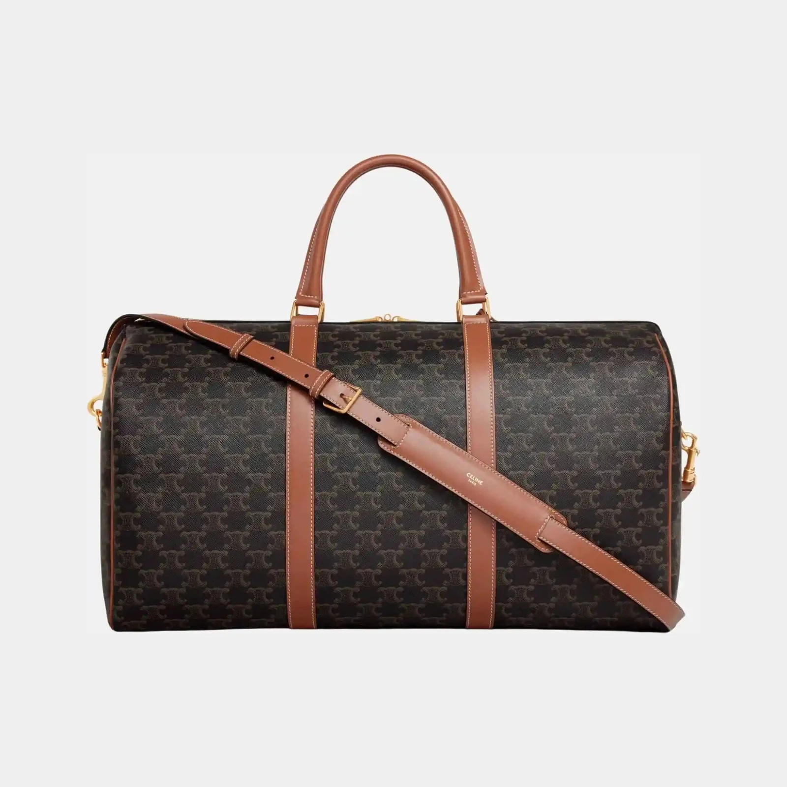 Celine Large Travel Bag In Triomphe Canvas And Calfskin