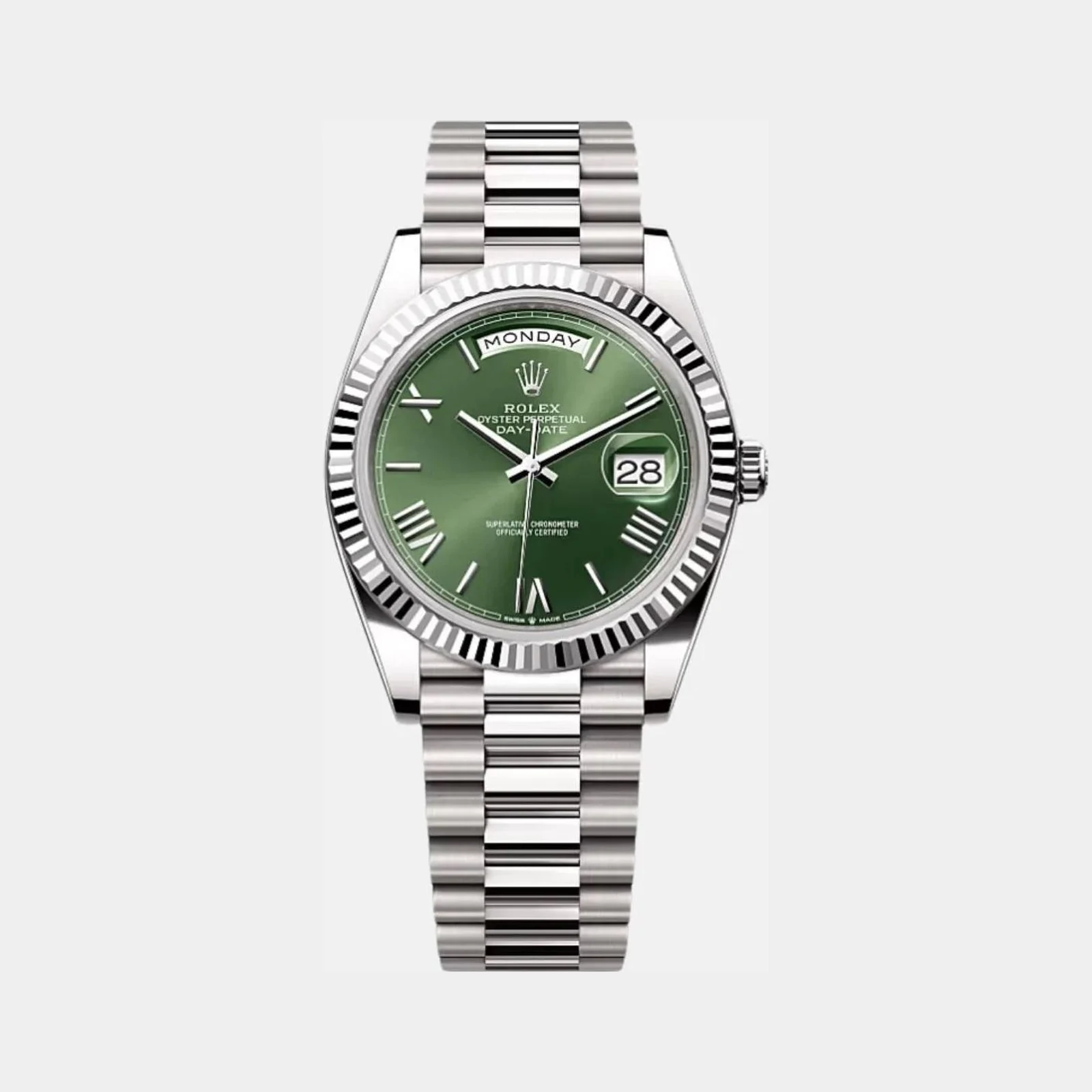 Rolex Day-Date 40 228239 ORGP Olive Green Roman Dial White Gold