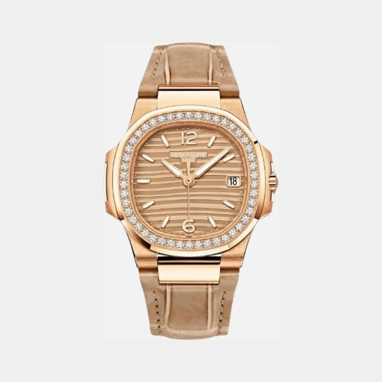 Patek Philippe Nautilus Rose Gold - Diamond / Leather 7010R-011