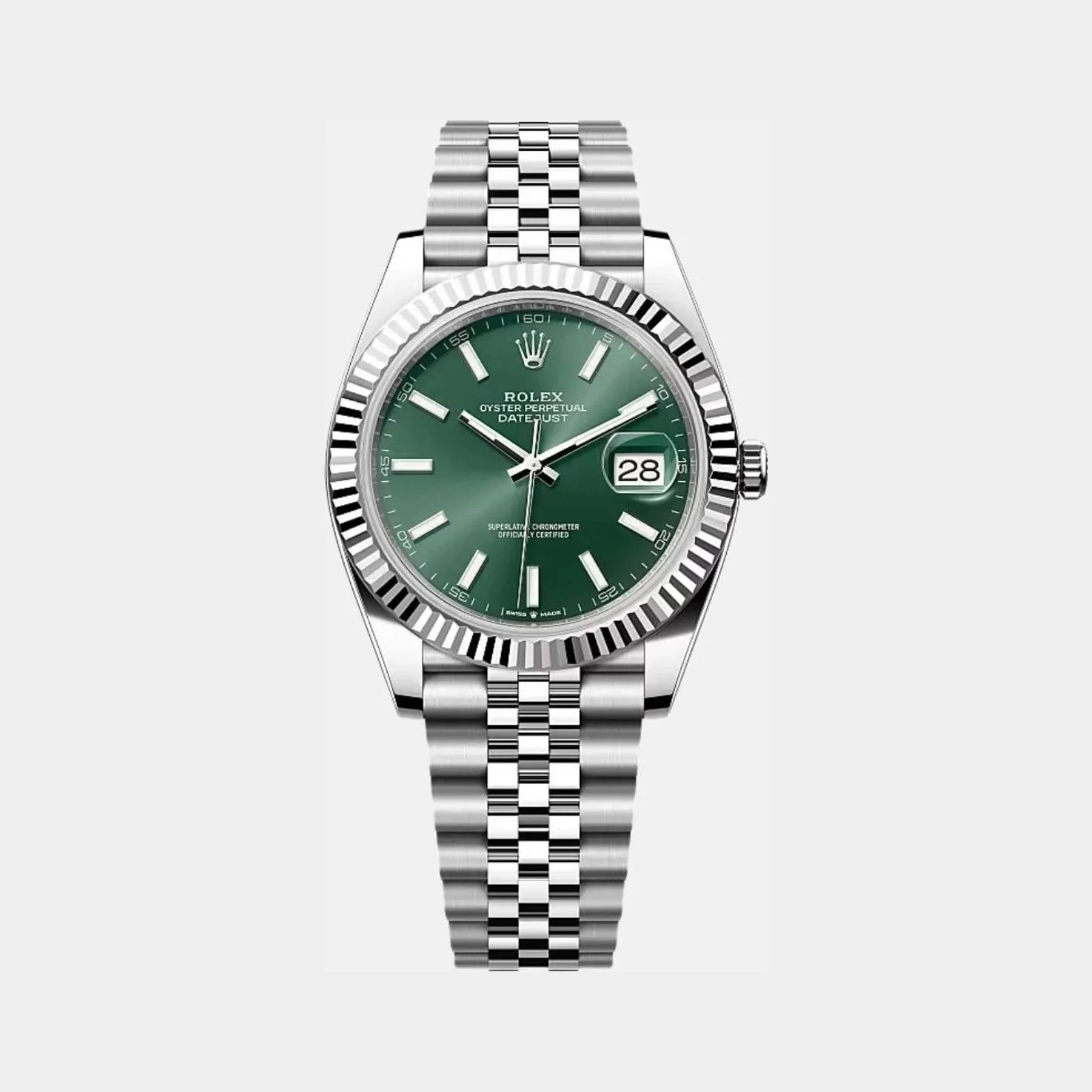 Rolex Datejust 41 126334-0028 Mint Green Dial White Gold Bezel