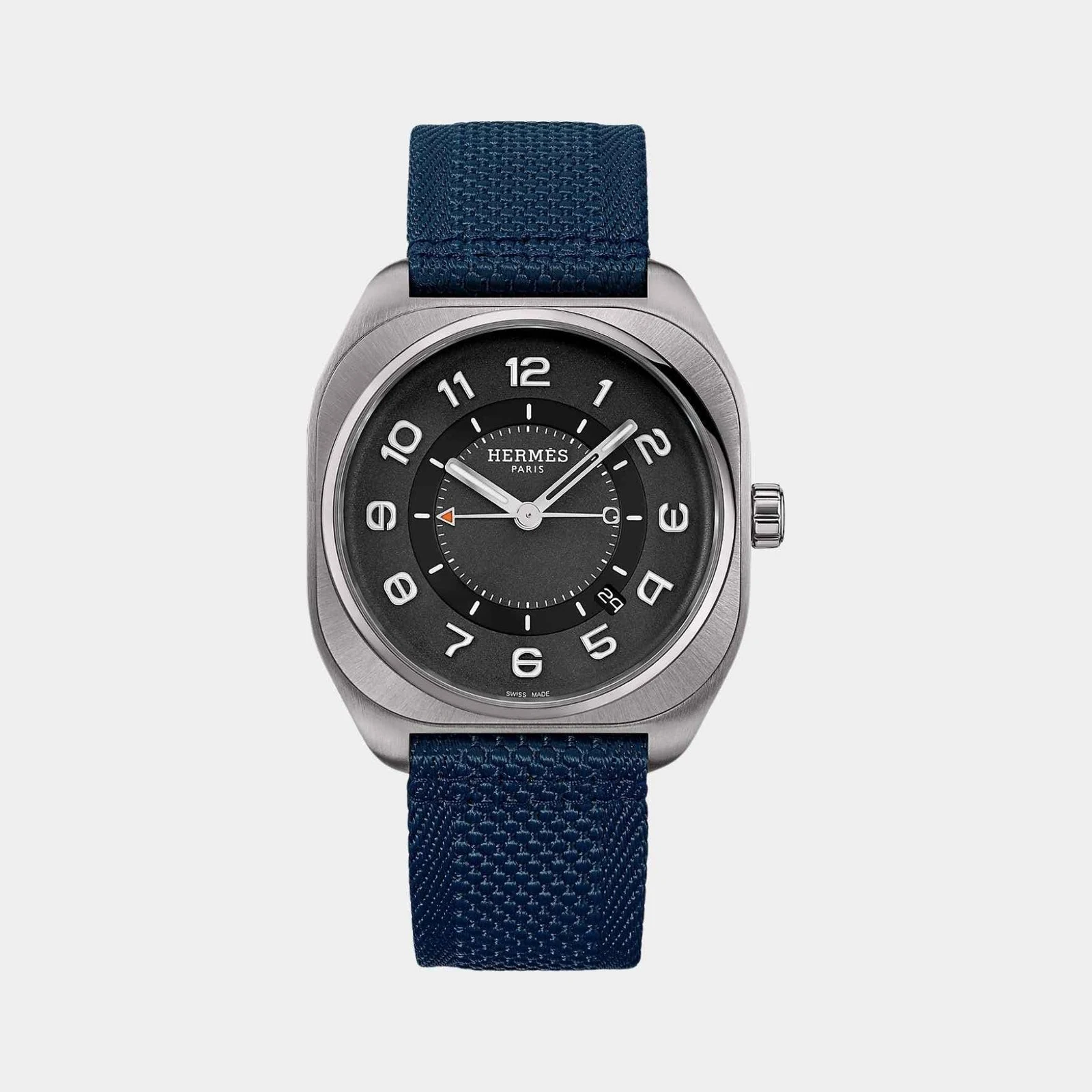 Hermès H08 Titanium Watch With Blue Webbing Strap