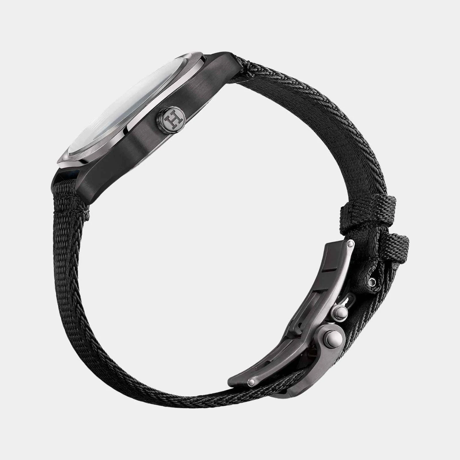 Hermès H08 42mm Titanium Watch with Black Webbing Strap