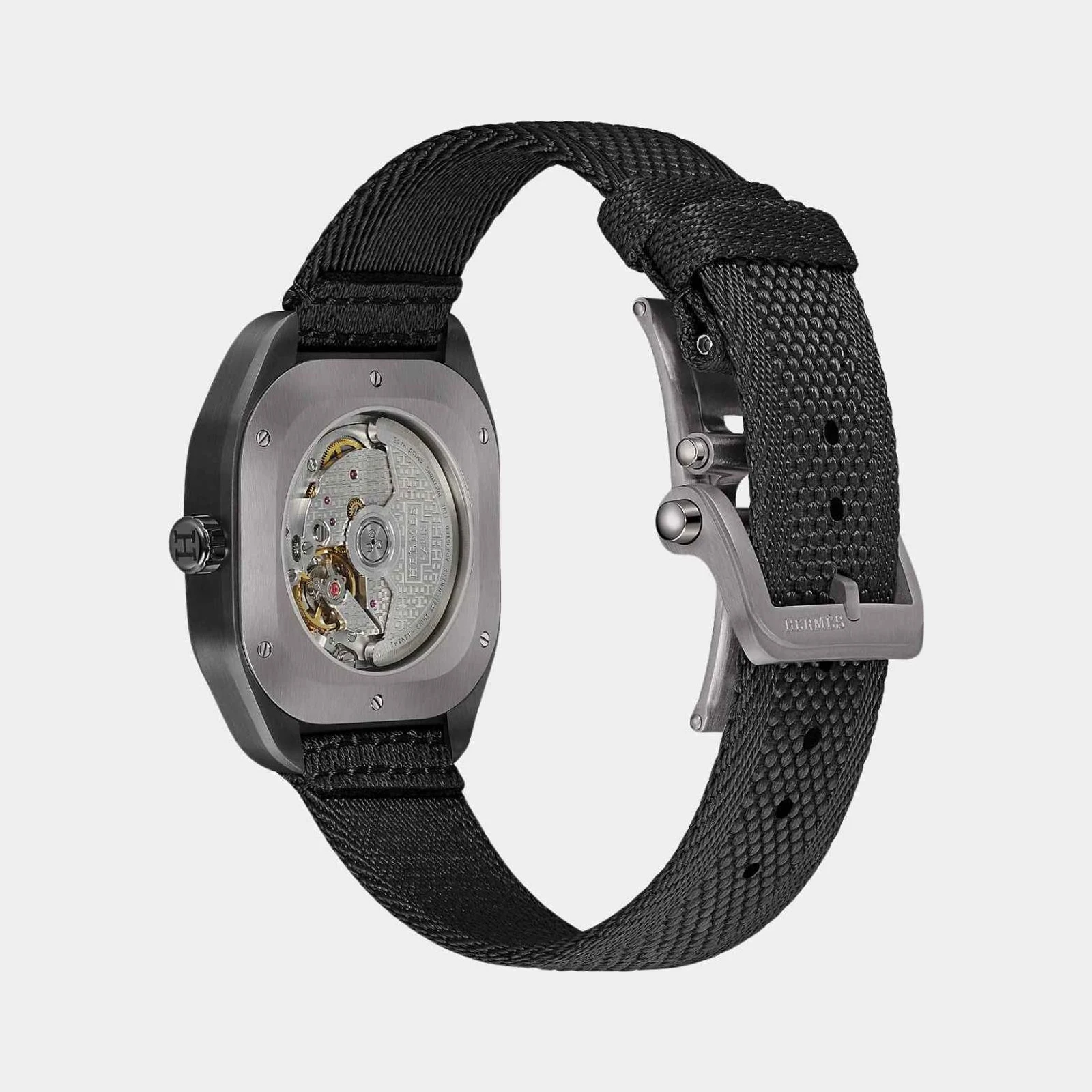 Hermès H08 42mm Titanium Watch with Black Webbing Strap