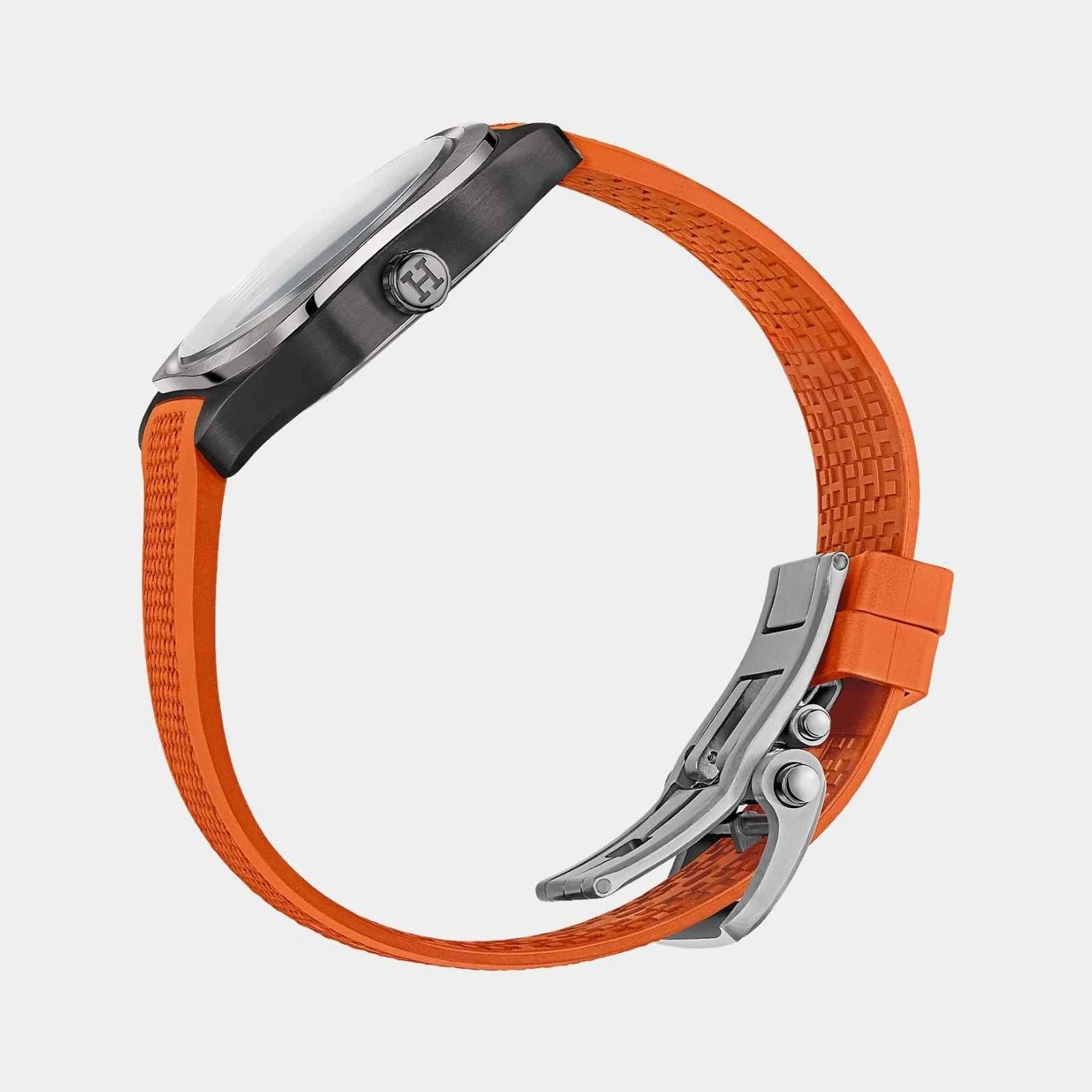 Hermès H08 Matte Black Satin-Finish Titanium Watch With Orange Rubber Strap