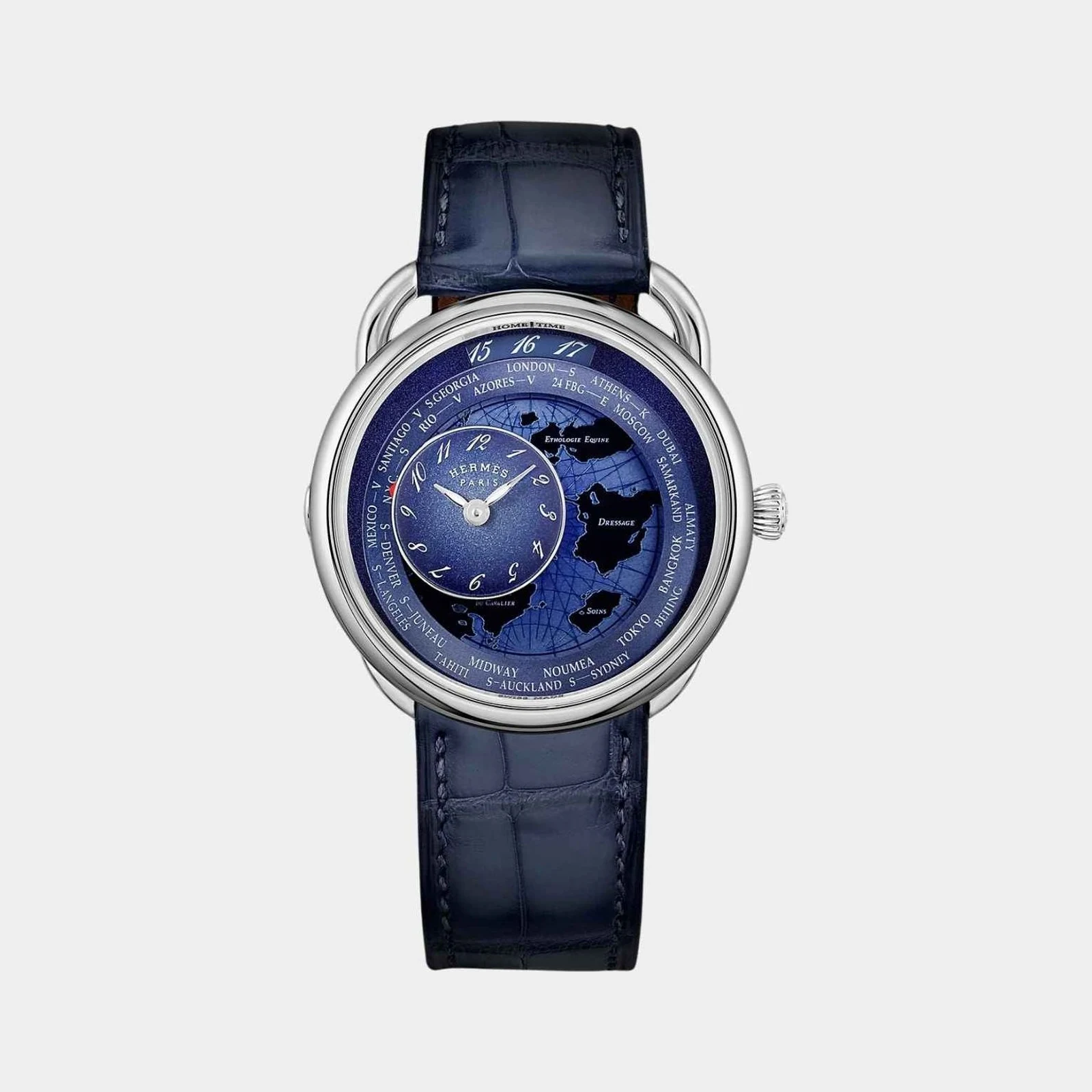 Hermès Arceau Le Temps Voyageur 38 mm Steel Watch