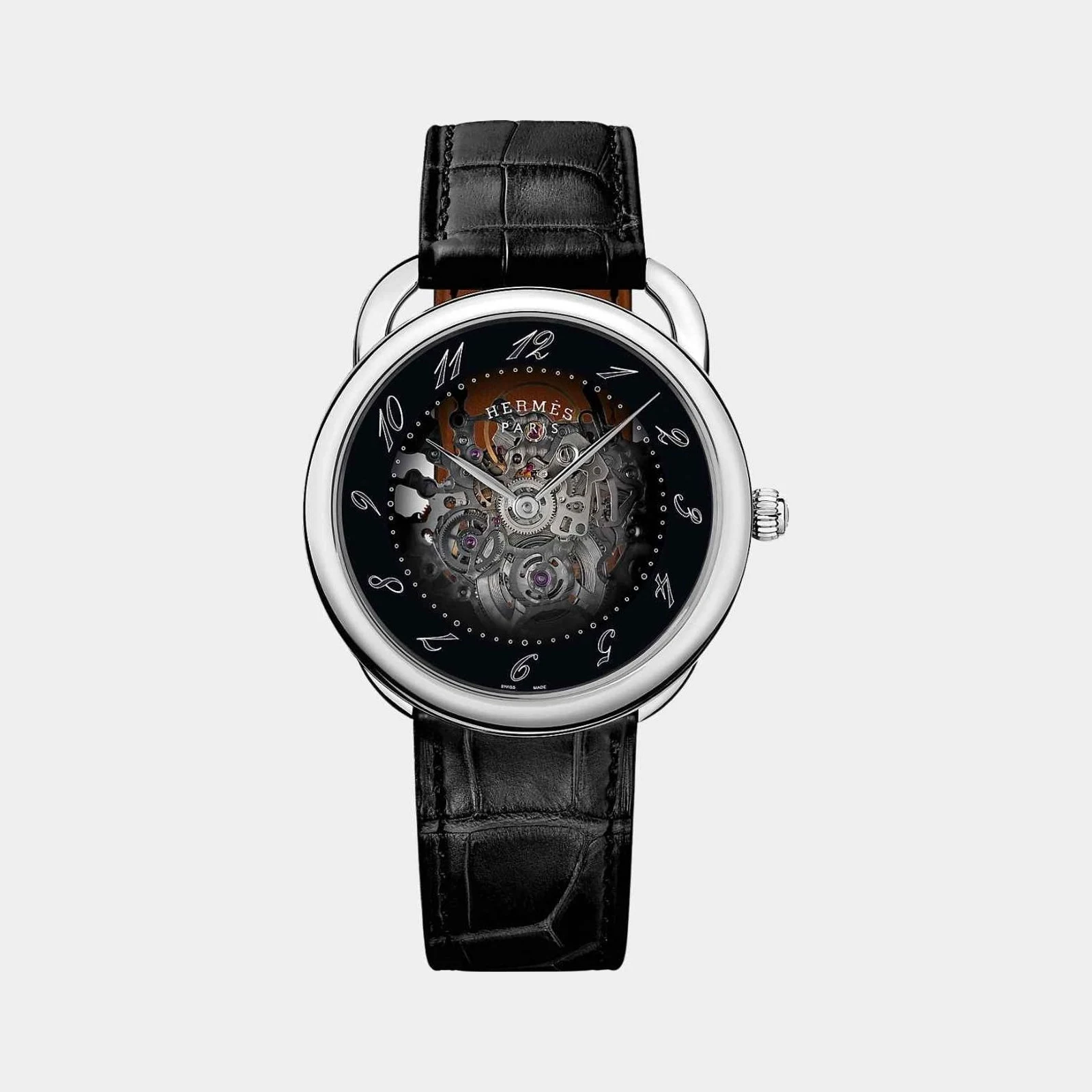 Hermès Arceau Squelette Watch with Matte Black Alligator Strap