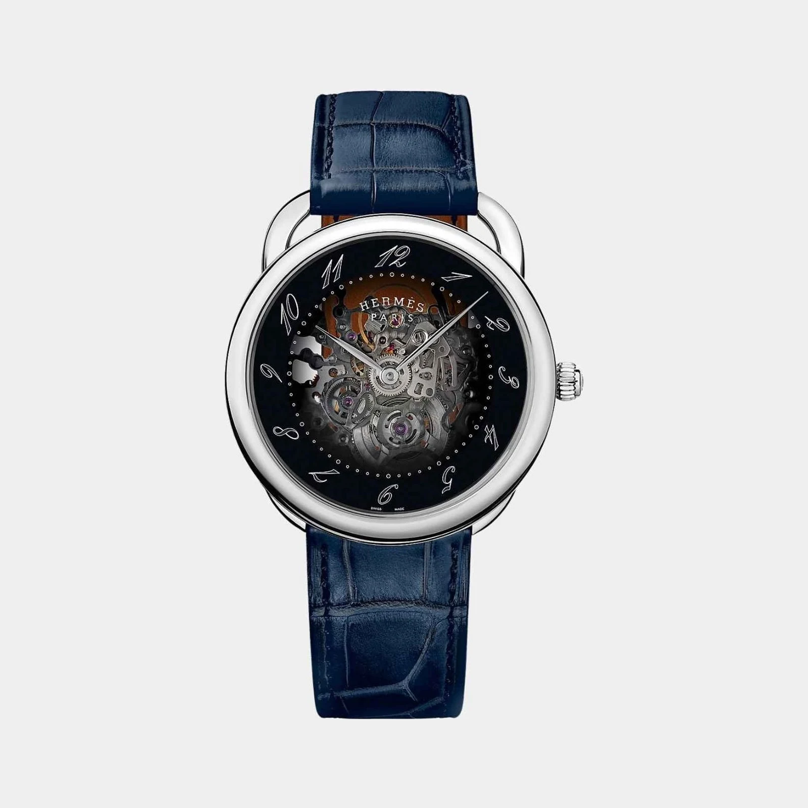 Hermès Arceau Squelette Watch Matte Abyss Blue Alligator Strap
