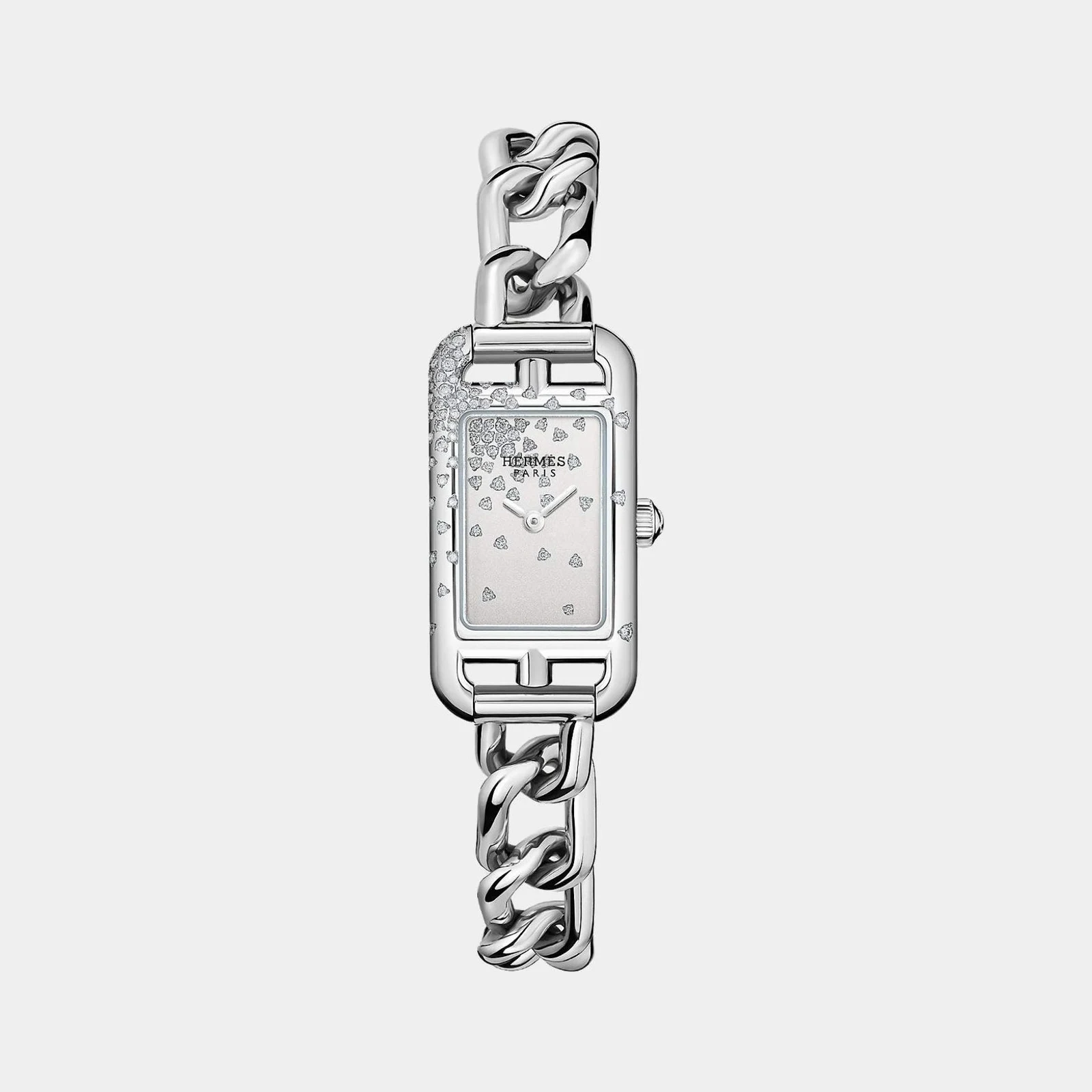 Hermès Nantucket Steel 29 mm Watch With Rhodium-Plated And Set Dial
