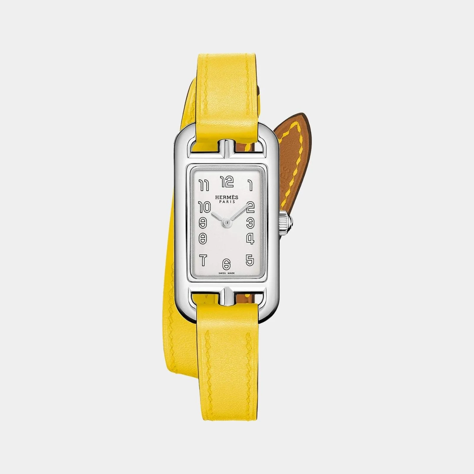 Hermès Nantucket 29 mm Watch With Yellow Swift Calfskin Strap